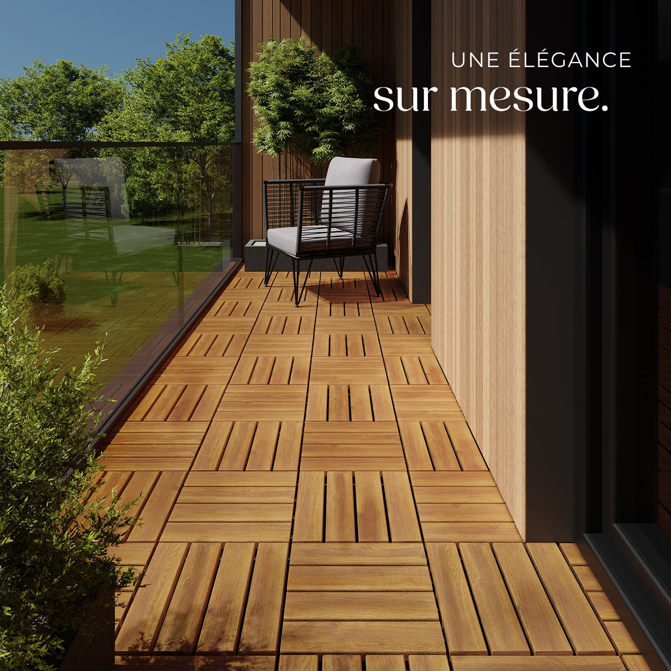 Dalles de terrasse TABULA 4 lames avec système d'encliquetage TECTAKE - 7