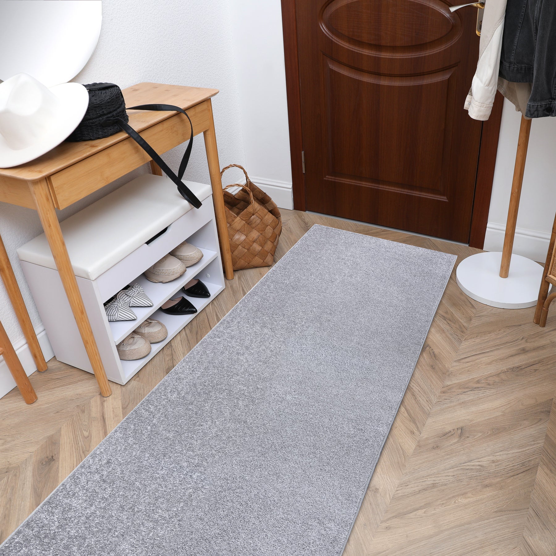 Chodnik SANTA FE srebrny 92 gładki, jednolity, jednokolorowy 60x150 cm - 5