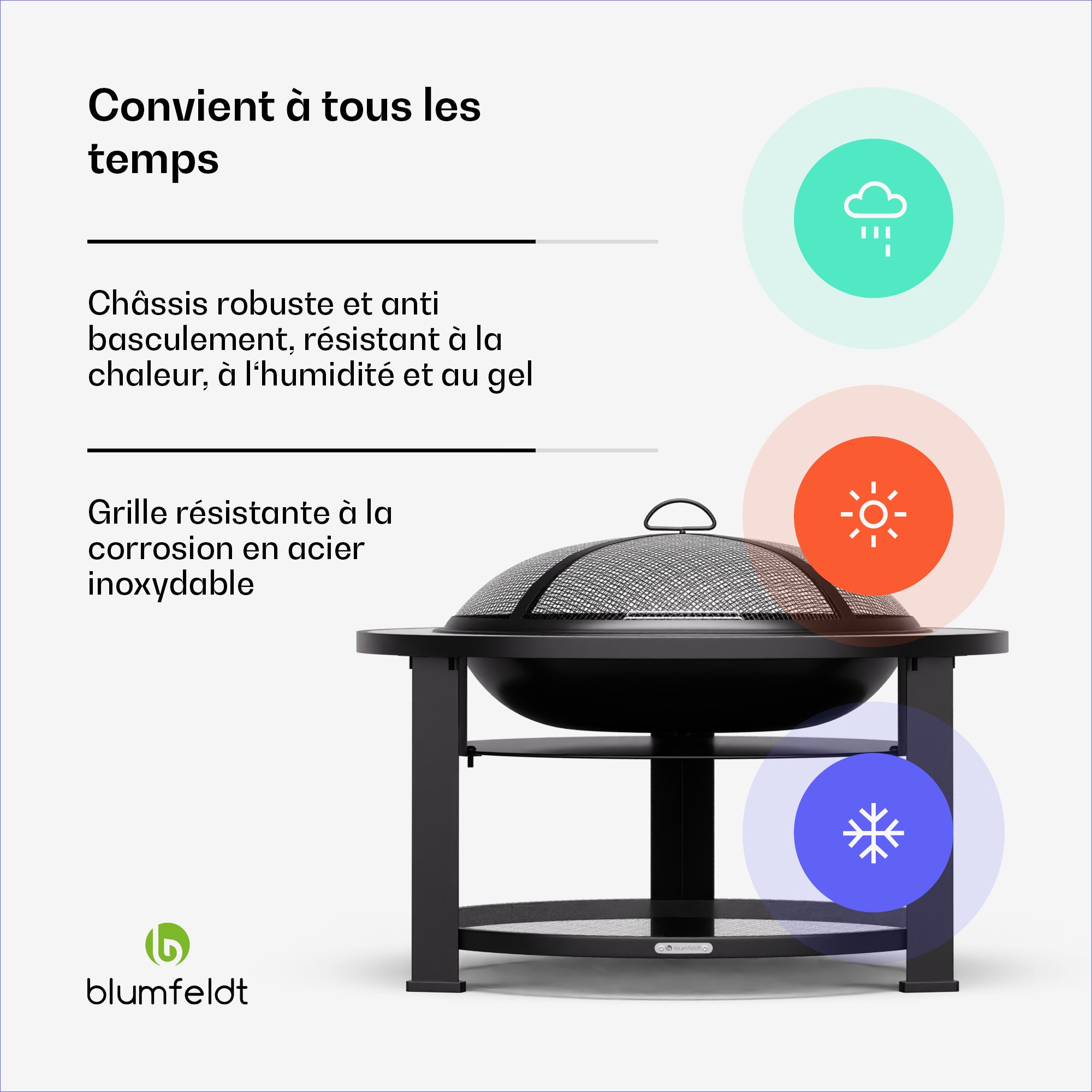 Blumfeldt Merano Circolo Braséro 3 en 1 avec fonction barbecue utilisable comme table de diamètre 87 cm Noir - 5