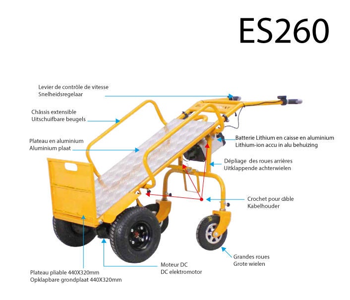 Diable électrique 260 kg largeur 676 mm MW Tools ES260 - 2