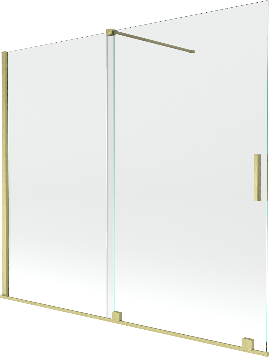 Mexen Velar parawan nawannowy 2-skrzydłowy rozsuwany 180 x 150 cm, transparent, złoty szczotkowany - 896-180-000-01-55