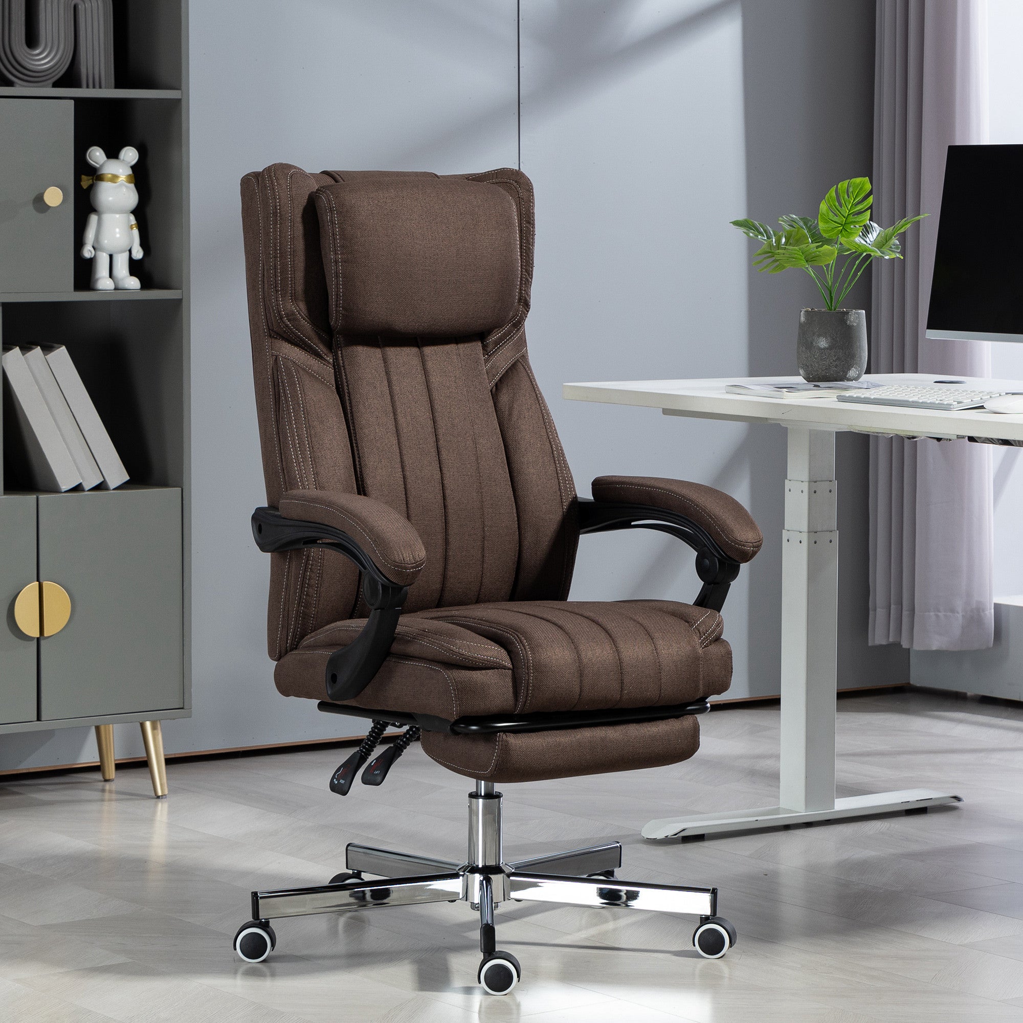 Fauteuil De Bureau Massant Vinsetto – Dossier Basculant, Hauteur Réglable, 6 Points De Massage, Revêtement Polyester PU Confortable - 9