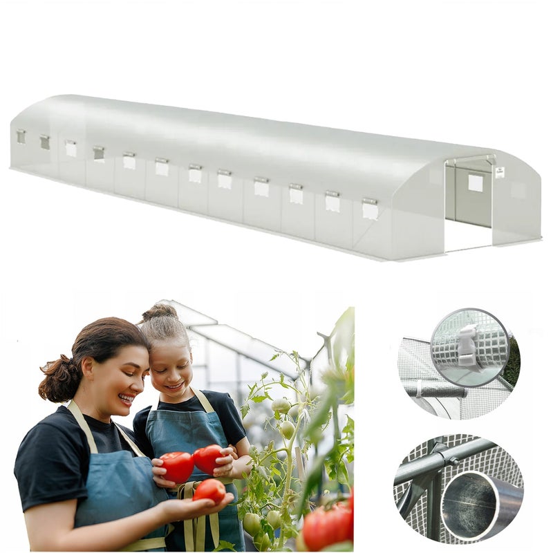 Tunel Ogrodowy Cultivo Foliowy Szklarnia 4x12x2 48m2 Biały Podwójne Drzwi Uv-4 1 szt