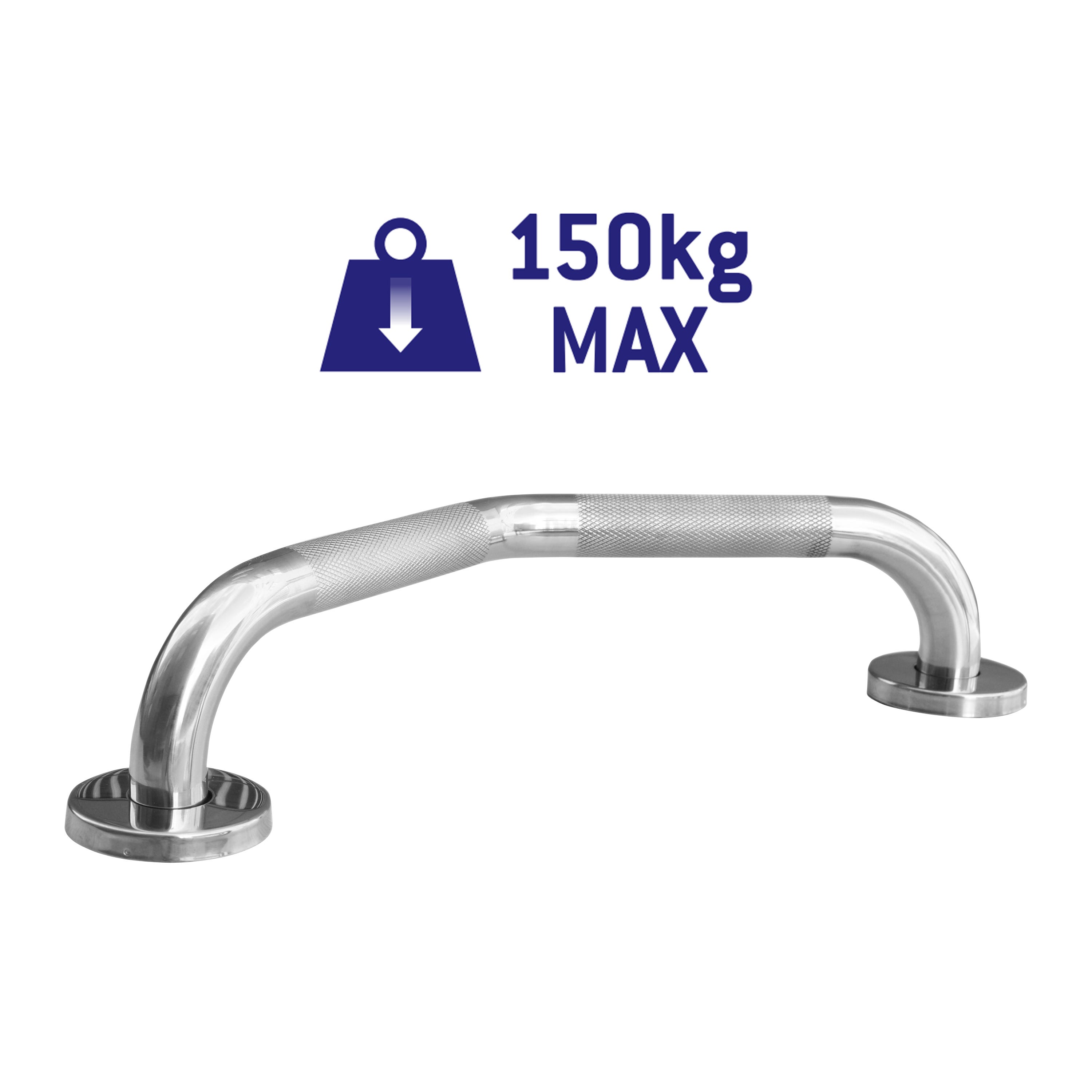 SENSEA - Uchwyt stały TOUCH - Antypoślizgowy - Stal nierdzewna - Maks. 150 kg - Dł. 40 x Szer. 7,8 x Wys. 10 cm - Stal chromowana - 2