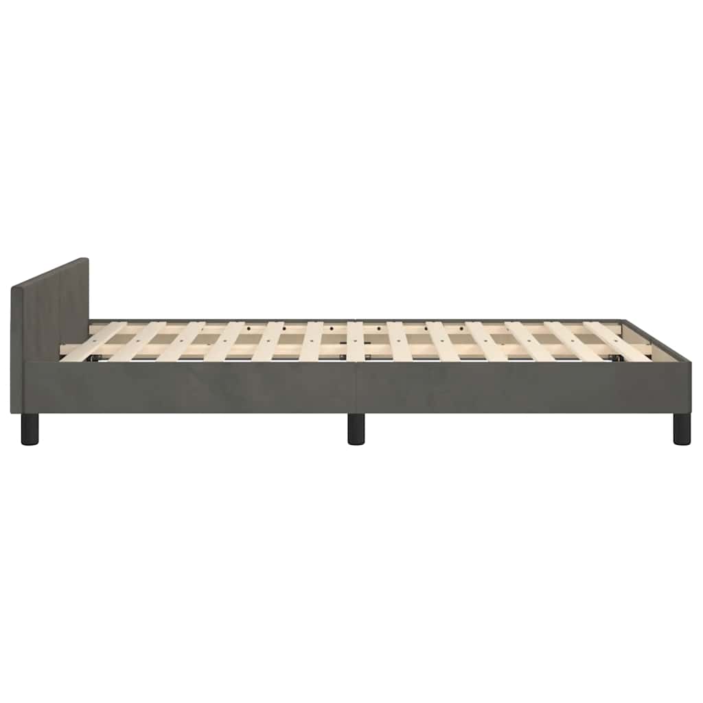 Cadre de lit sans matelas, velours, gris foncé, pour la chambre, 120 × 200 cm - 6