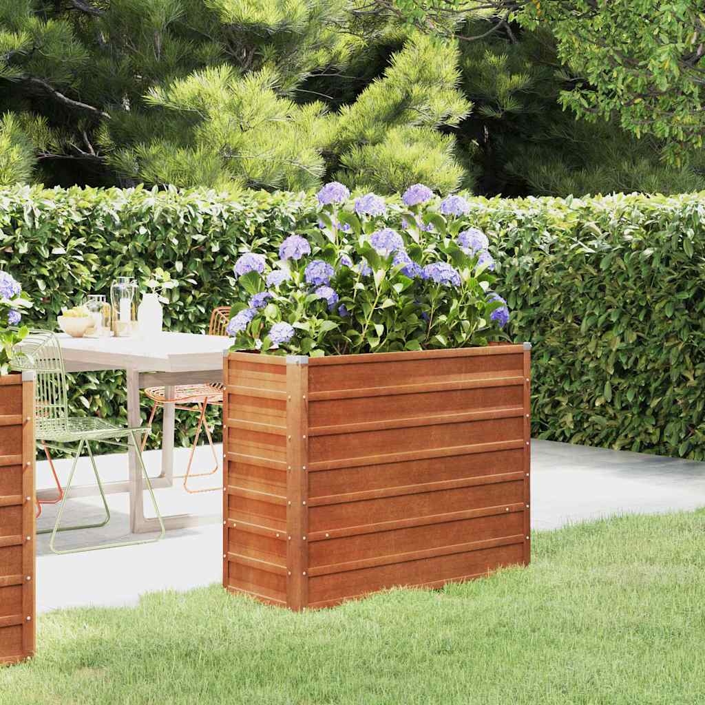 Jardinière - Lit surélevé de jardin - Pot de fleurs rouillé 100x40x77 cm acier corten Couleur évolue n1303l - 2