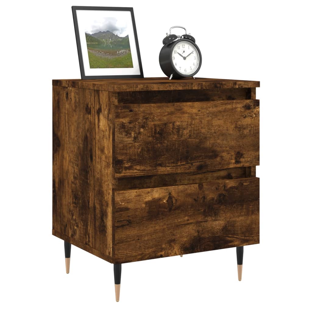 Table de chevet chêne fumé 40x35x50 cm bois d’ingénierie - 2