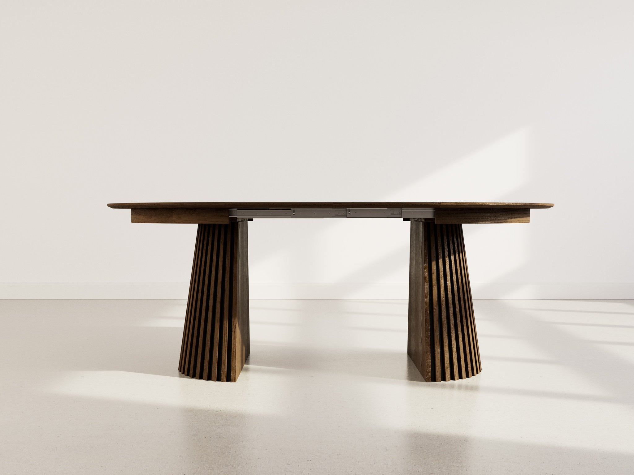 Table à manger ronde extensible effet bois foncé 4/8 personnes D120 - FREYA - Best Mobilier - 3