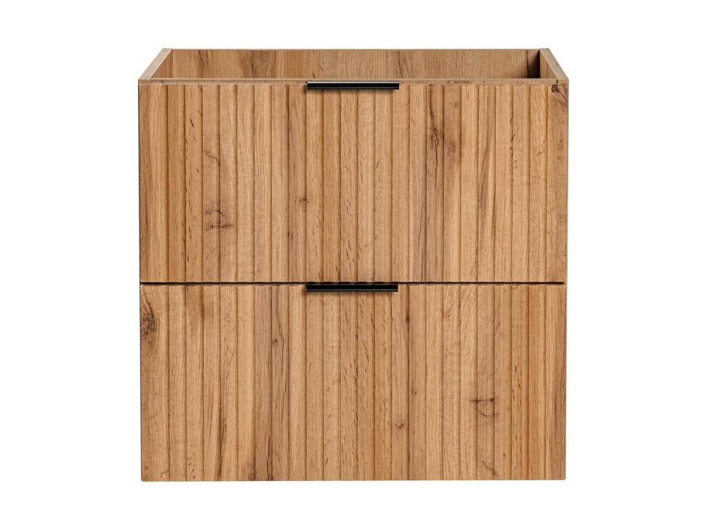 Meuble sous vasque suspendu strié - Naturel clair - L60 cm - ZEVARA - 2