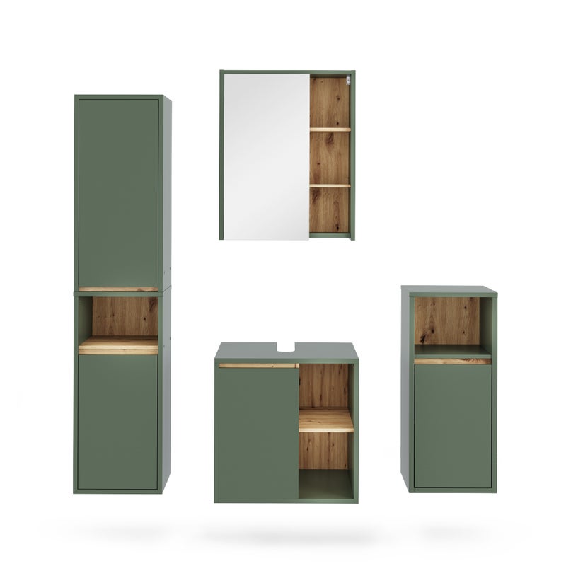 Vicco Zestaw mebli łazienkowych Viola, Zielony/rzemieślniczy, 4 części