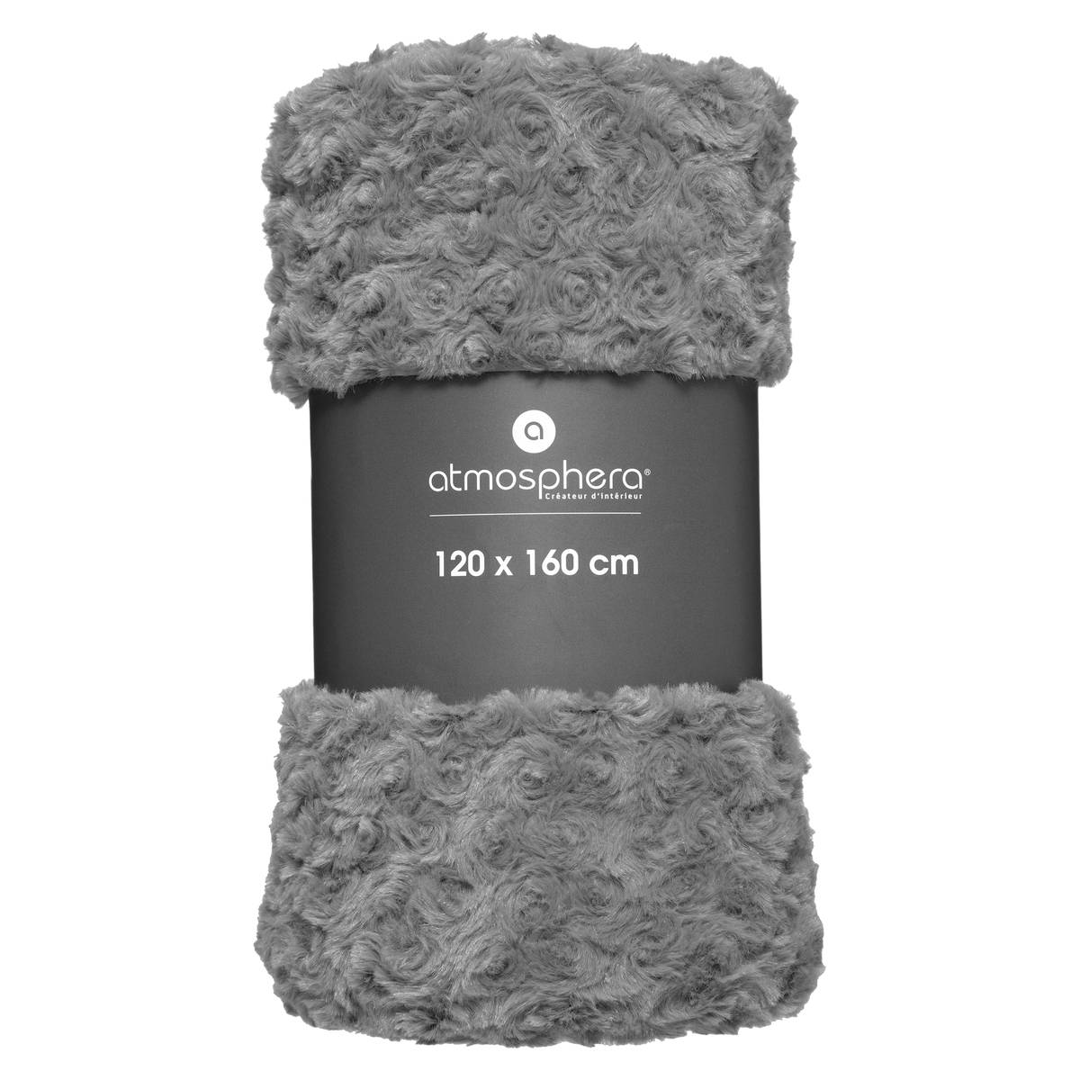 Plaid fausse fourrure bouclée - gris ardoise 120x160 cm - Atmosphera créateur d'intérieur - 3