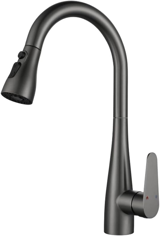 Jednouchwytowa bateria kuchenna z wyciąganą wylewką, stal nierdzewna, z wyciąganą wylewką, brązowo-szary