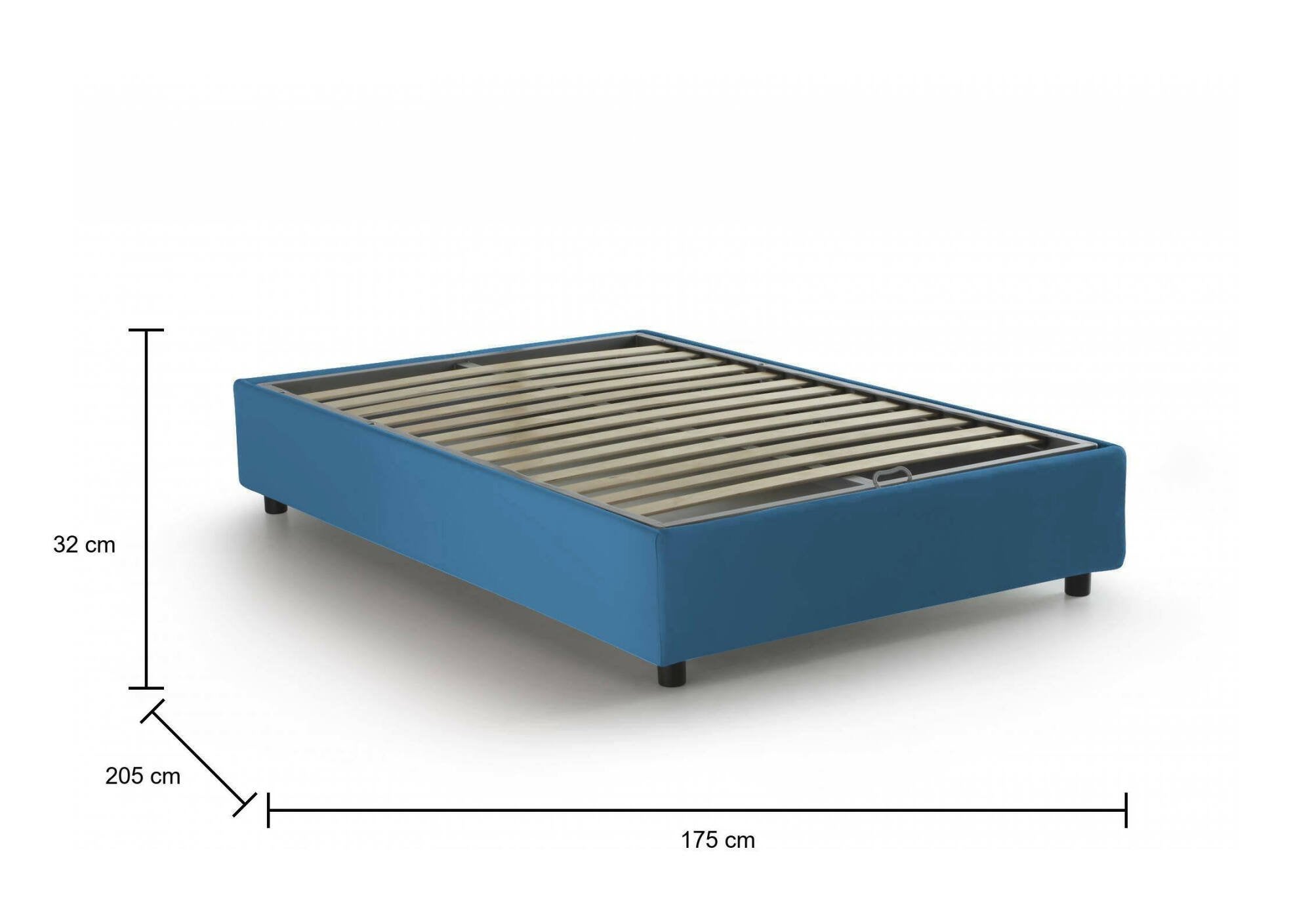 Lit double Made in Italy, déhoussable avec coffre, matelas 160x190 cm, bleu - Annibale - 3