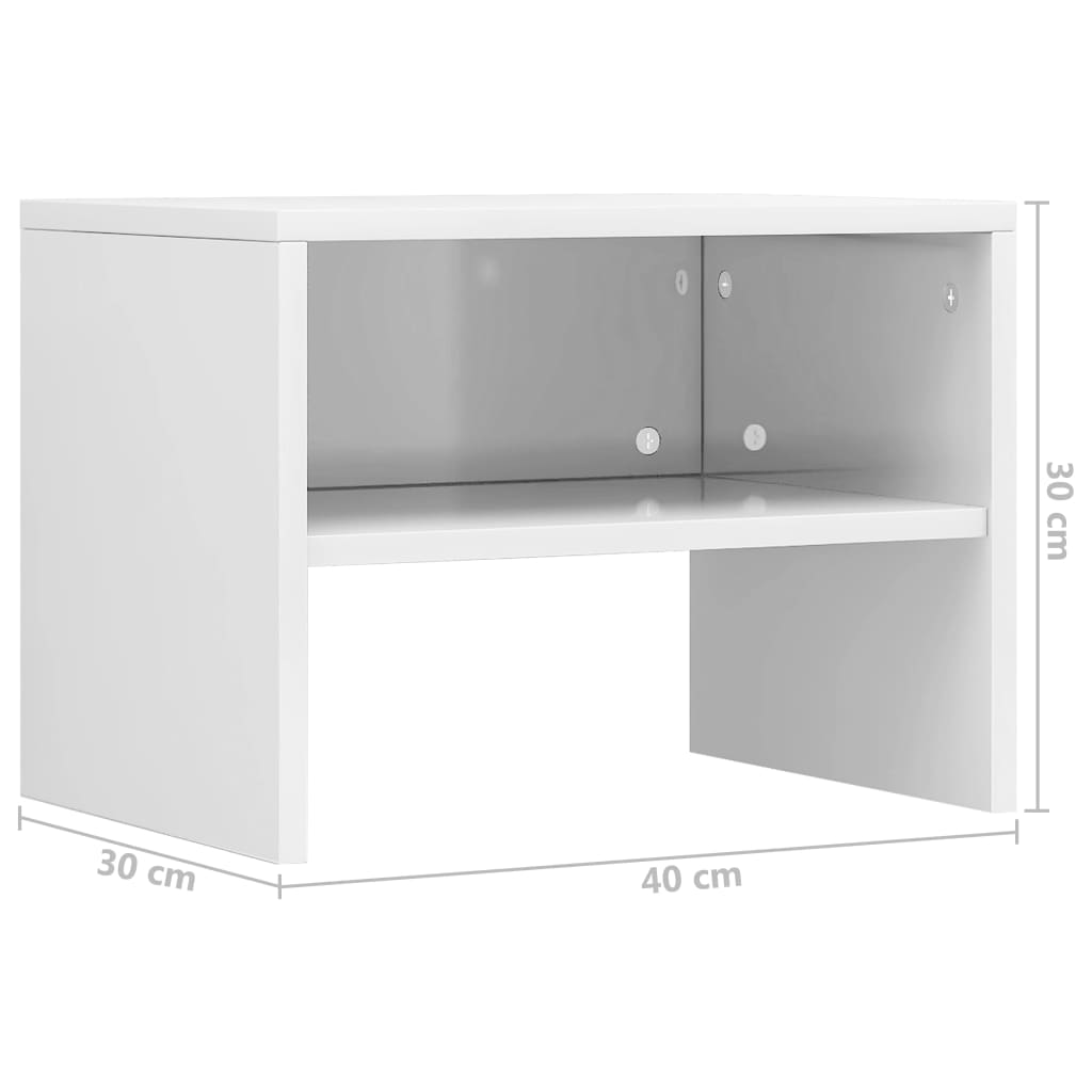 vidaXL Mesita de noche madera contrachapada blanco brillo 40x30x30cm - 7