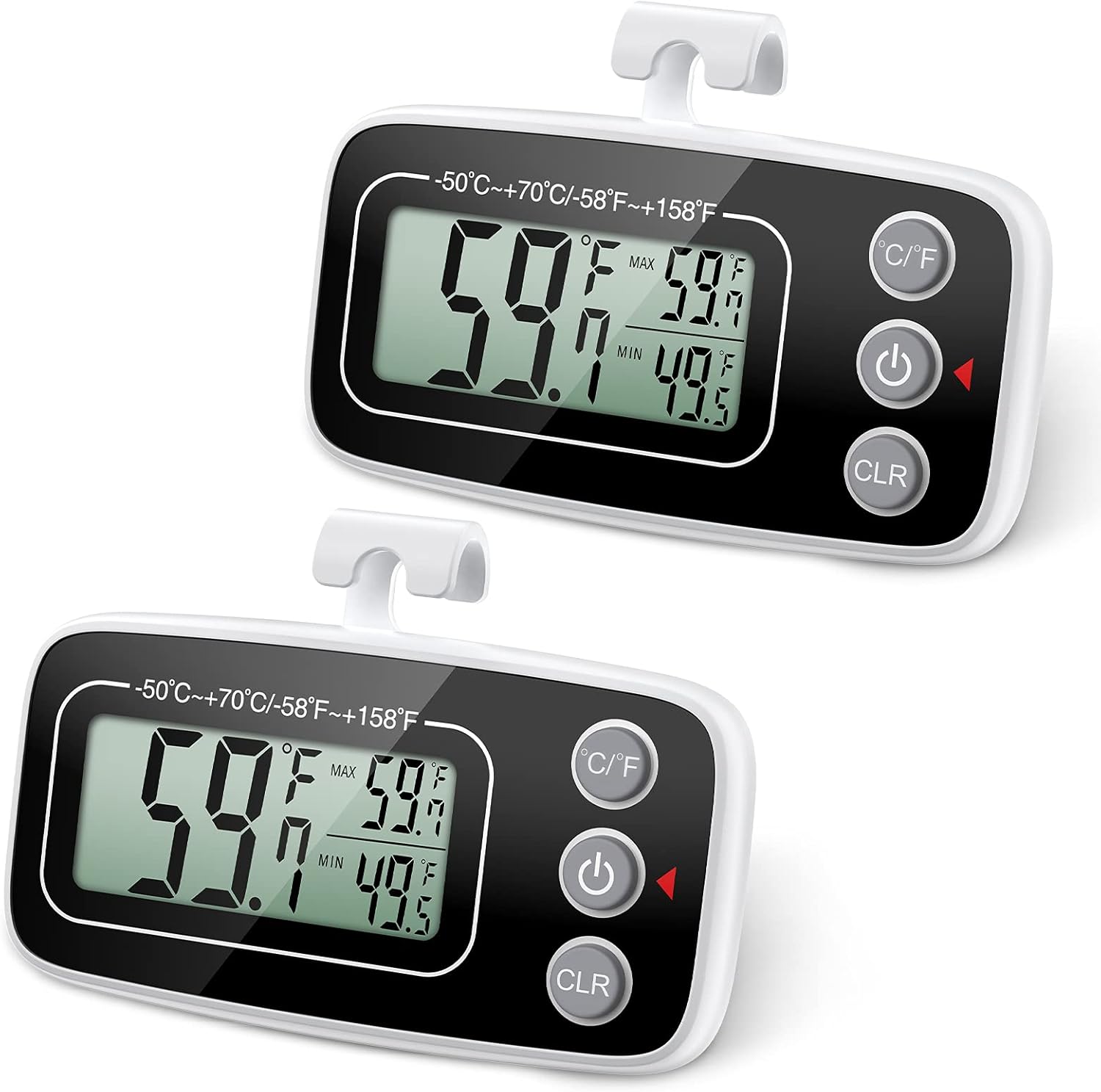 【2 sztuki】Termometr do lodówki, cyfrowy termometr do lodówki z zamrażarką z dużym wyświetlaczem LCD, funkcją min./maks., 3 metody kontroli temperatury