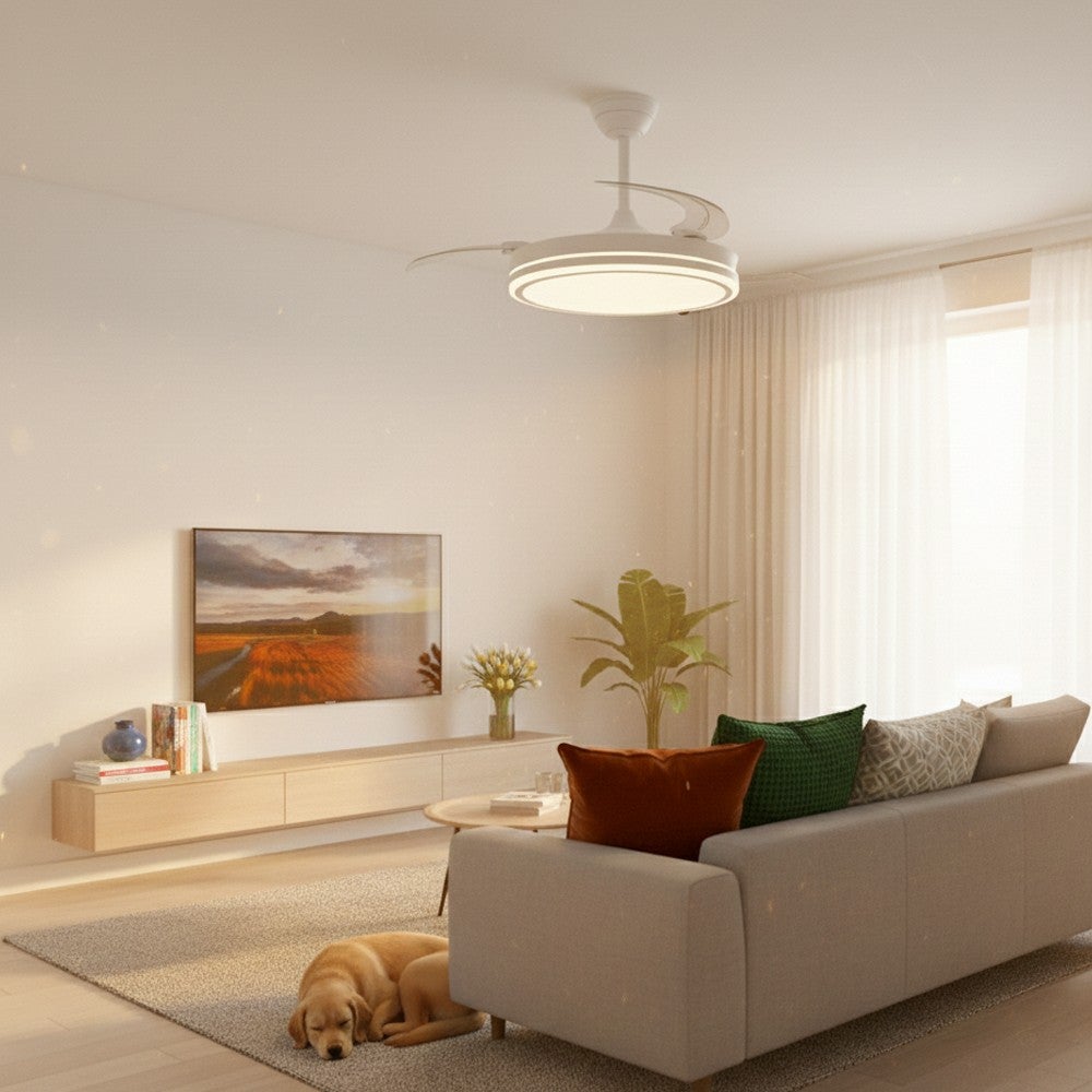 Ventilador de Techo Retráctil Mara con Luz LED 48 W Silencioso con Función Noche CCT Ø106 cm - 3
