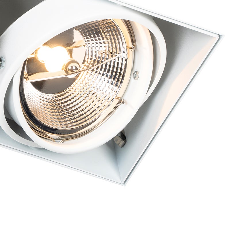 Set di 6 faretti da incasso bianchi GU10 AR111 senza bordi 2 luci - Oneon - 4