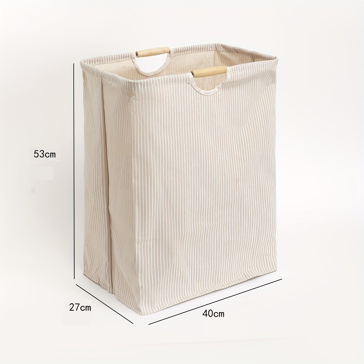 1 panier à linge carré avec poignée, sac de rangement pliable, panier de rangement pour vêtements, lin beige, 40 x 27 x 53 cm - 3