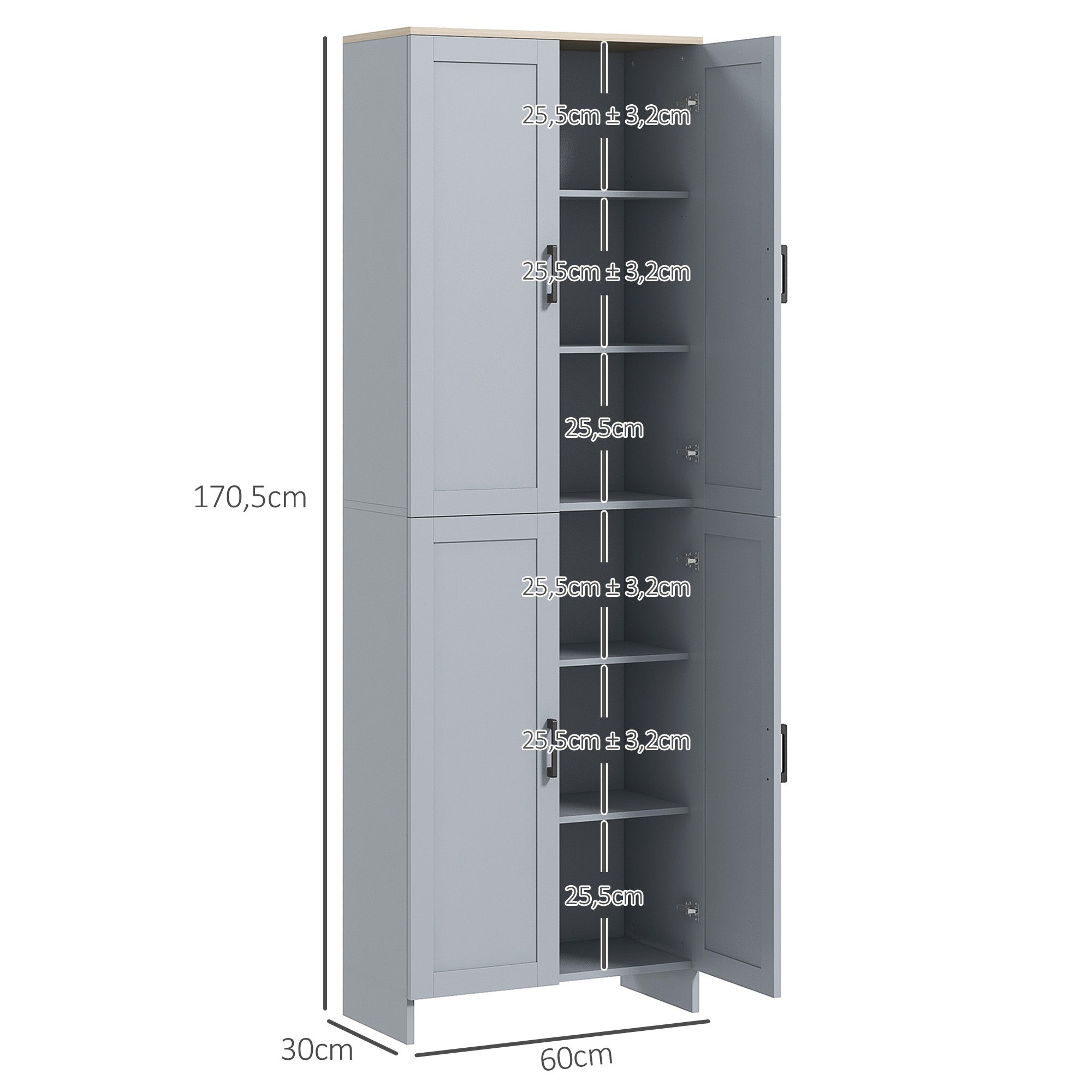 Vaisselier aggloméré 4 portes gris HOMCOM - 3