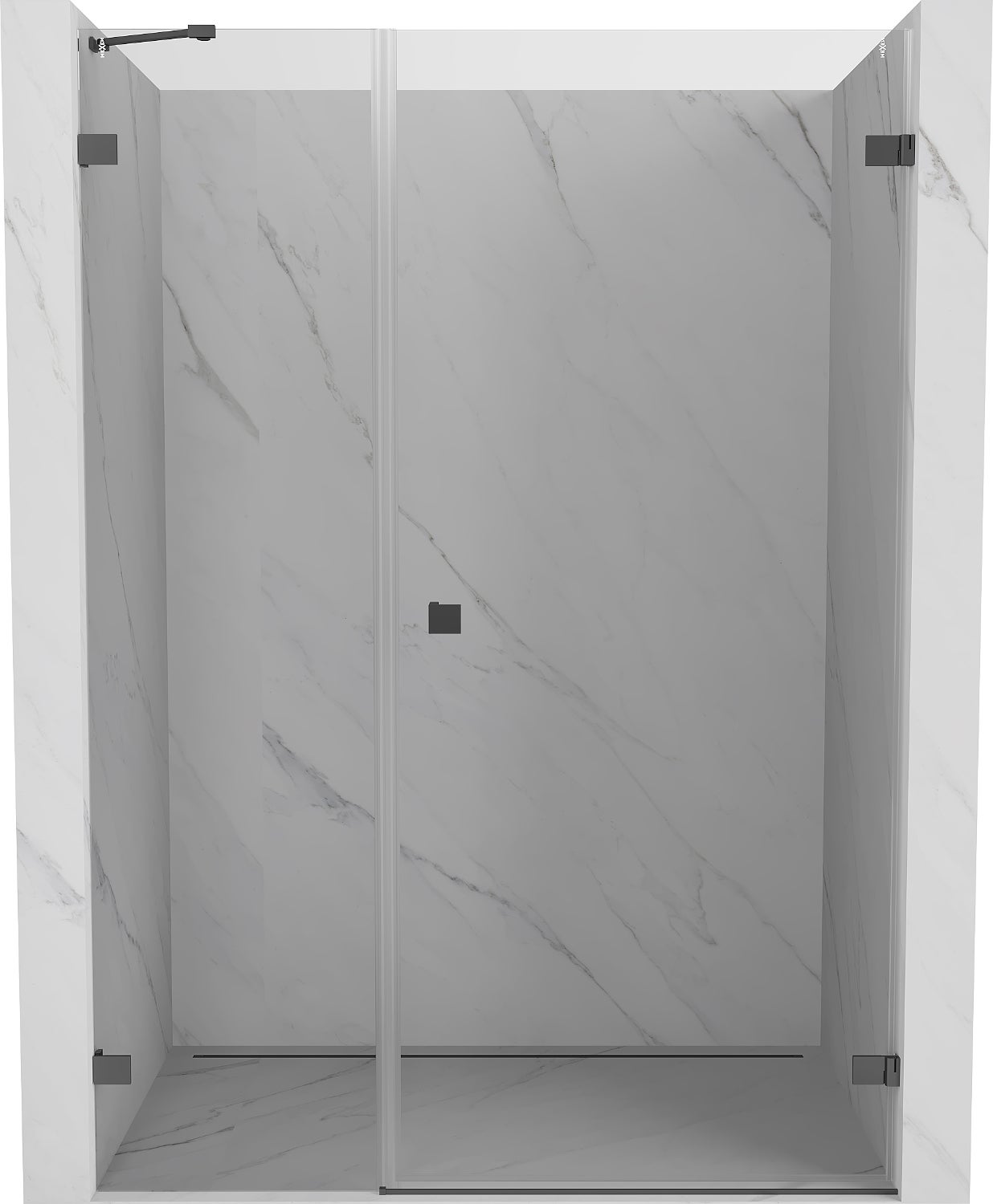 Mexen Lunar-B drzwi prysznicowe uchylne prawe 150 cm, transparent, gun metal - 832S-150-050-95-00-P