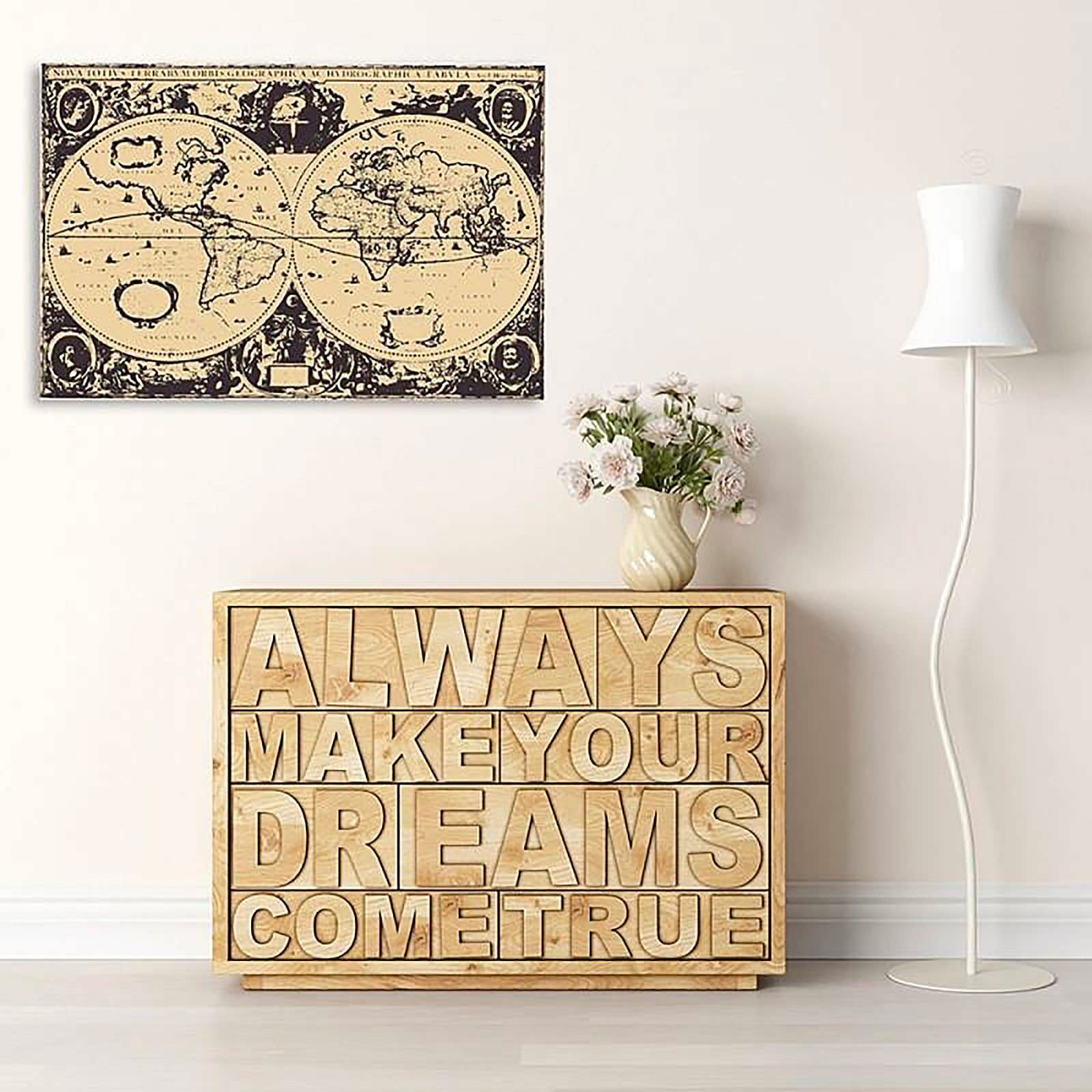 Tableau bois carte vintage du monde - 50 x 40 cm - 4