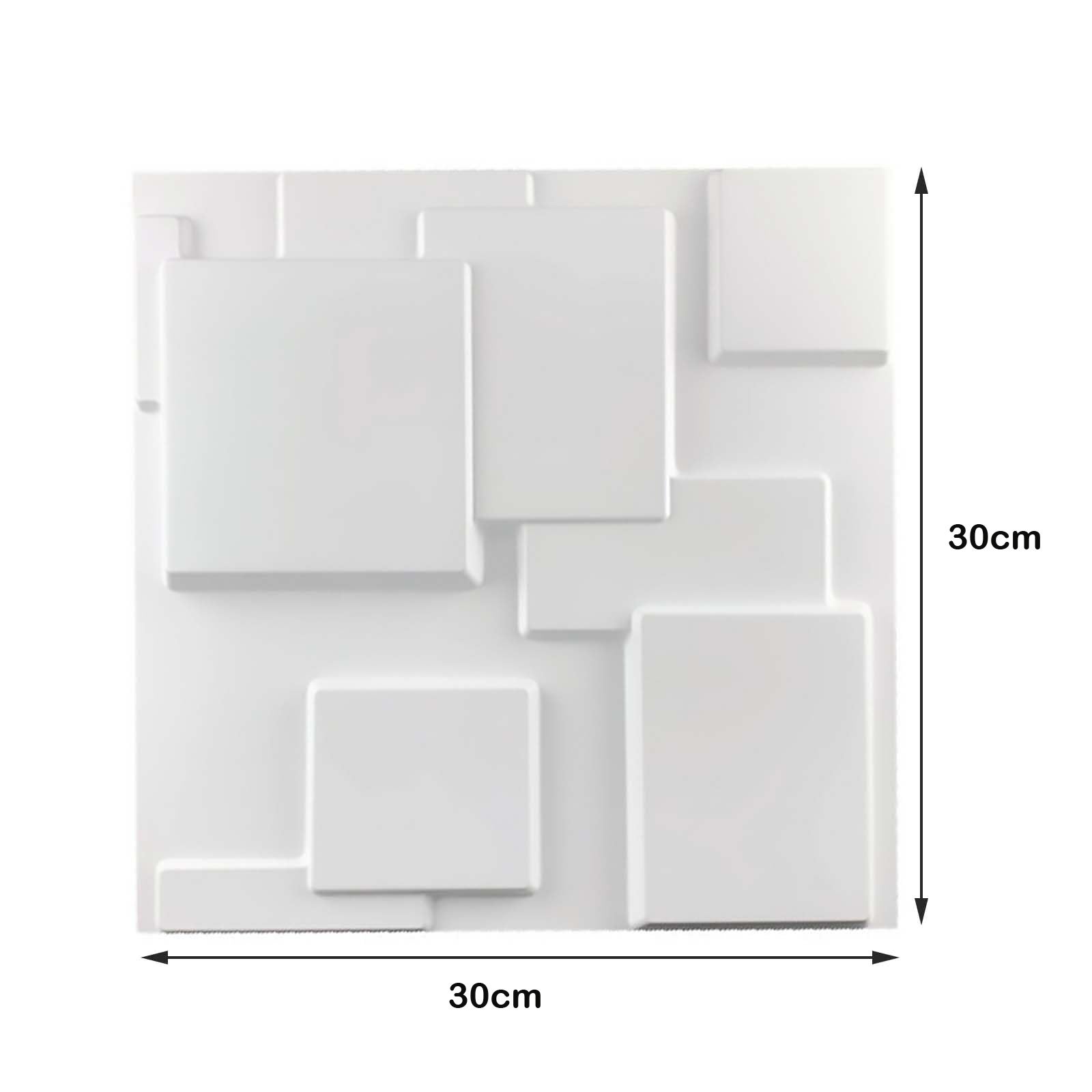 Lot de 15 panneaux muraux 3D, imitation carrelage, revêtement mural en PVC texturé diamant 3D, papier peint imperméable, 30 x 30 cm, blanc - 4