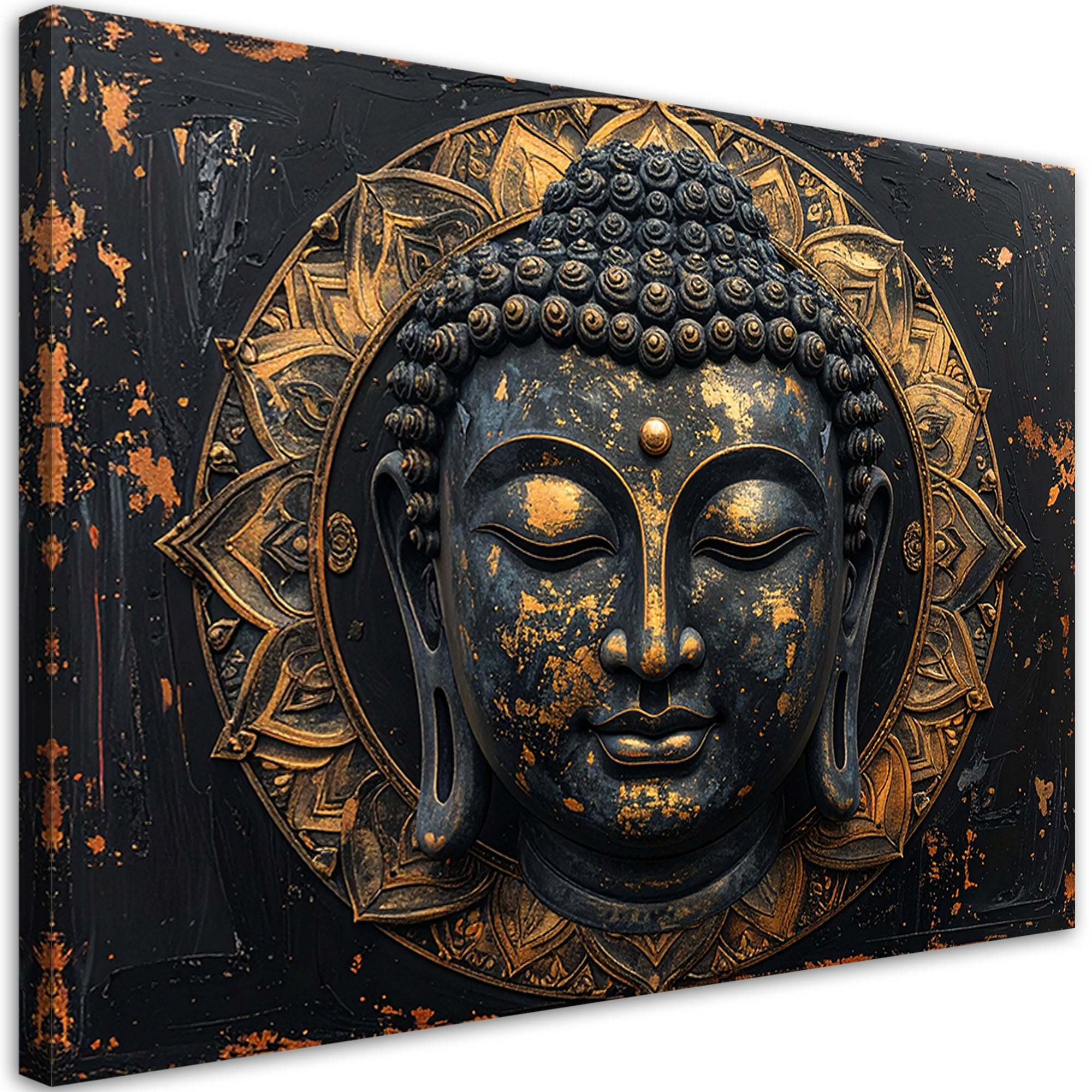 Obraz nowoczesny do salonu sypialni biura, Budda Zen Spa czarno złoty 60x40