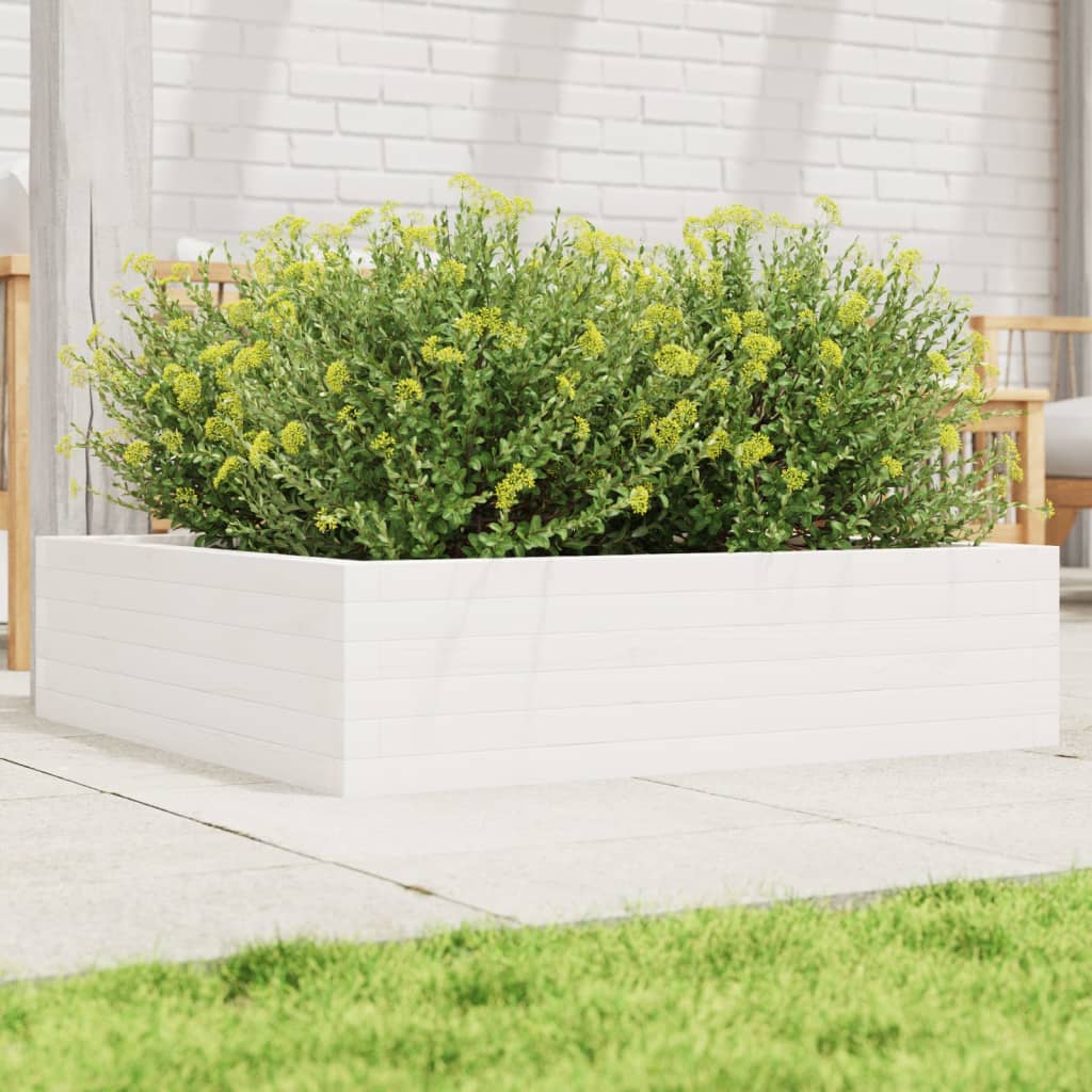 Jardini Re De Jardin Pot De Fleurs Blanc X X Cm Bois De Pin