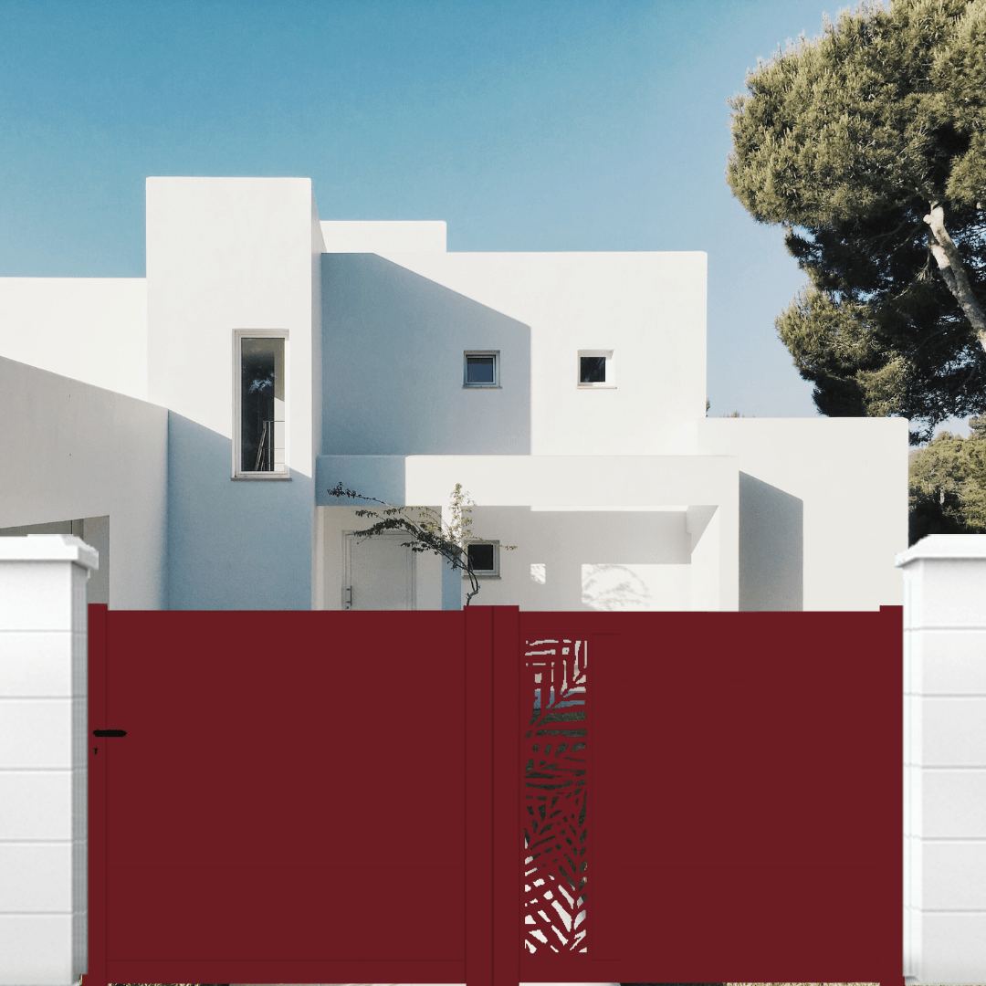 Portail aluminium coulissant découpe laser en kit dimensions L.3000 (entre piliers) X H.1500 mm Couleurs Marron (RAL 1247) - 5
