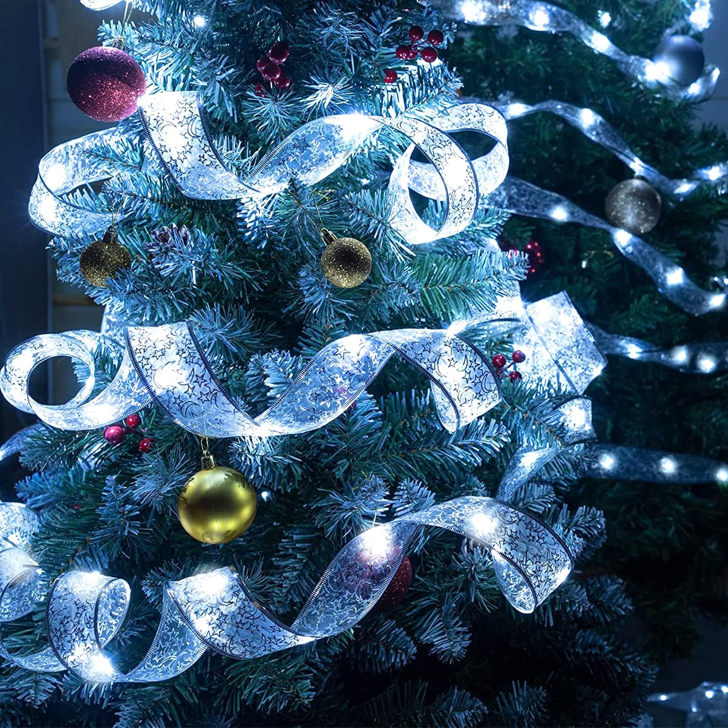 Lampki choinkowe, jasne lampki choinkowe, 10 metrów, 100 diod LED, dekoracja DIY, chłodna biel - 4