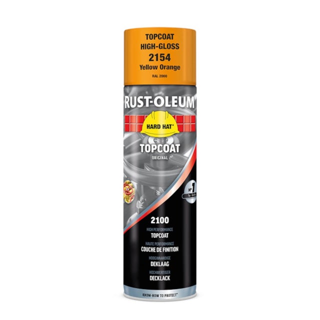 Peinture HARD HAT en aérosol - jaune RAL 2000 - brillant - 500 mL - RUST-OLEUM