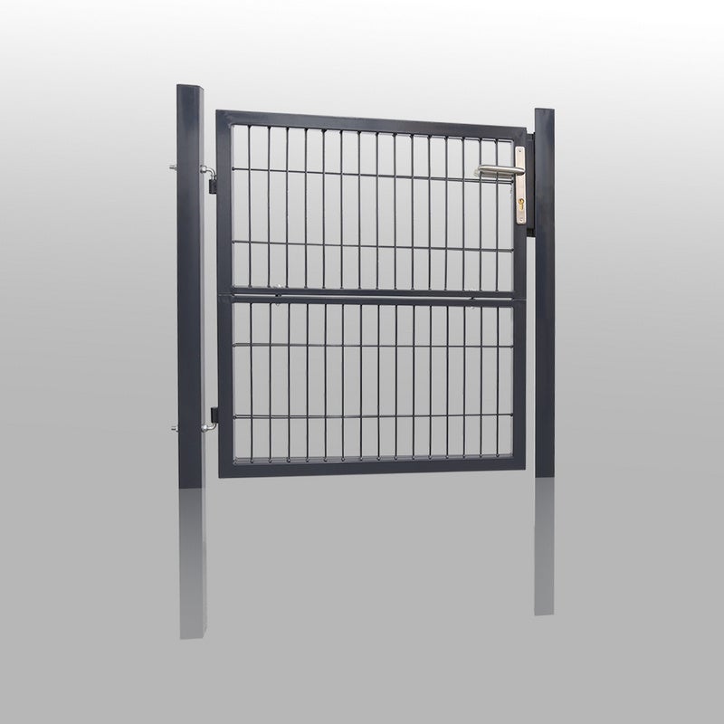 120*100CM Cancello de jardin en Acciaio Zincato - Cancello per recinzione - Z zamkiem, uchwytem i kluczem Cancello z metalową krawędzią Antracyt