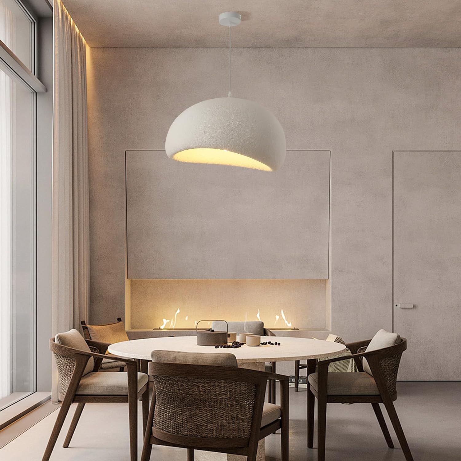 Suspension moderne de 30 cm, adaptée aux salles à manger, cuisines et îlots de cuisine, douille E27, style wabi-sabi japonais. - 2