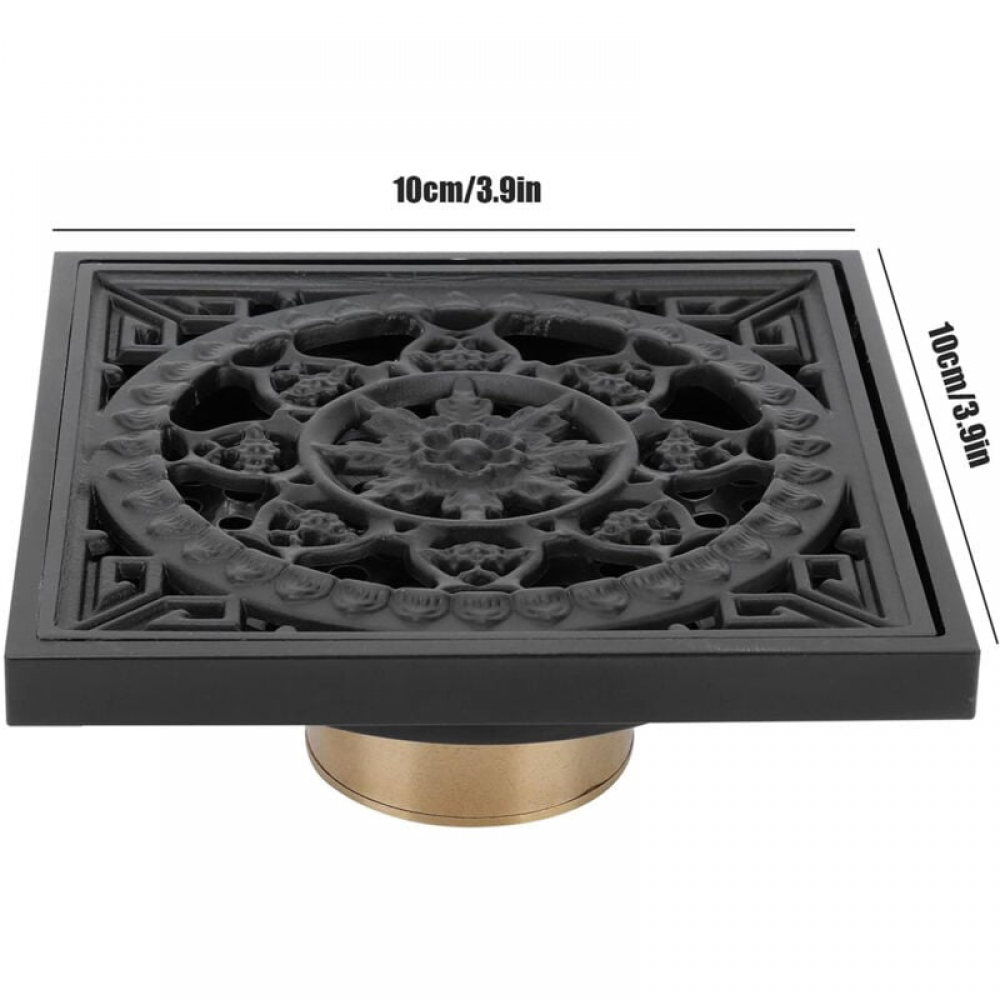 Sitko do zlewu - Odpływ podłogowy - Kwadratowy - Miedziany -1 sztuka - 10 x 10 cm - Czarny