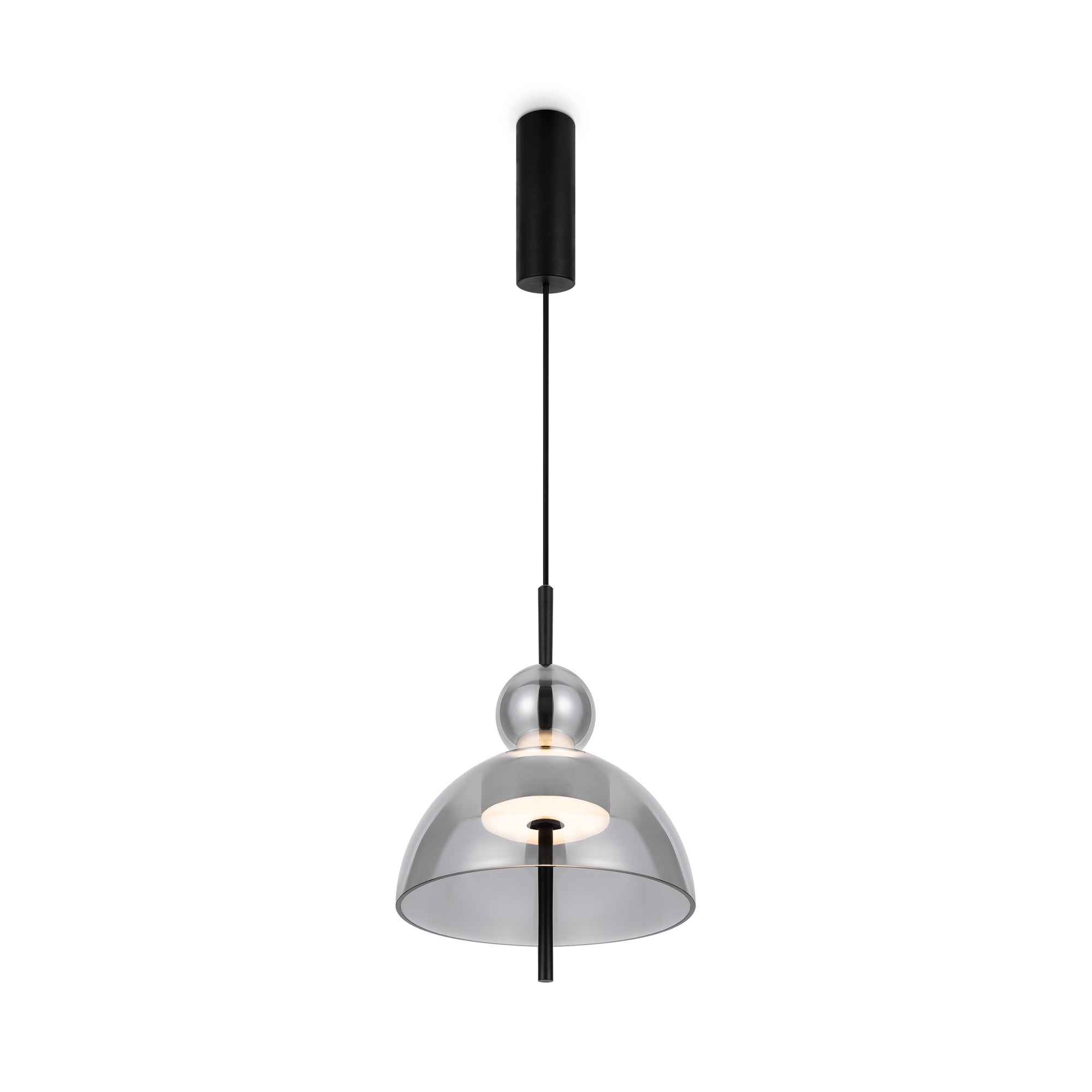 Lampa wisząca stick w kopule LED BANGKOK 12W ciepła 1300lm metal czarna-dymiona wym:349,5x25x25cm IP20 Maytoni