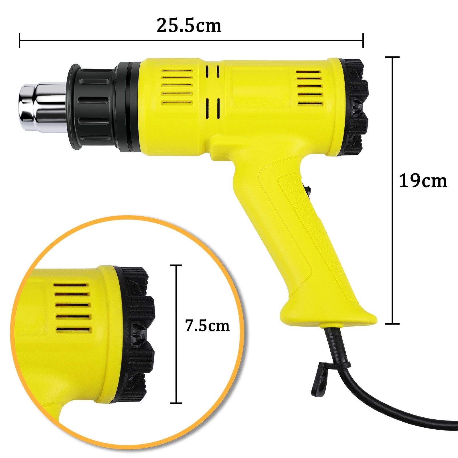 NETTLIFE Pistolet à air chaud Décapeur thermique 2000W Kit réglable 60℃- 600℃ 2000 en W, jusqu'à max. 600,00 °C - 6