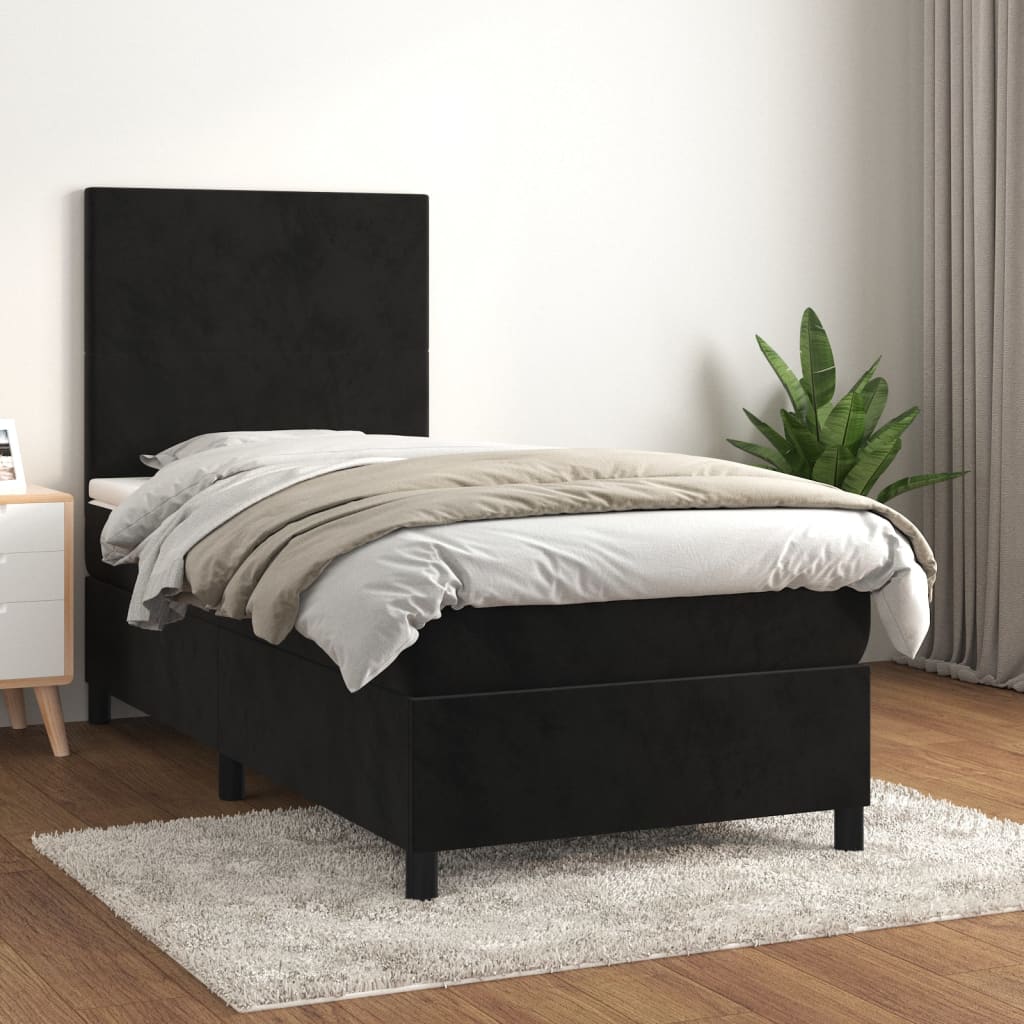 Cama box spring con colchón terciopelo negro 100x200 cm - | Leroy Merlin