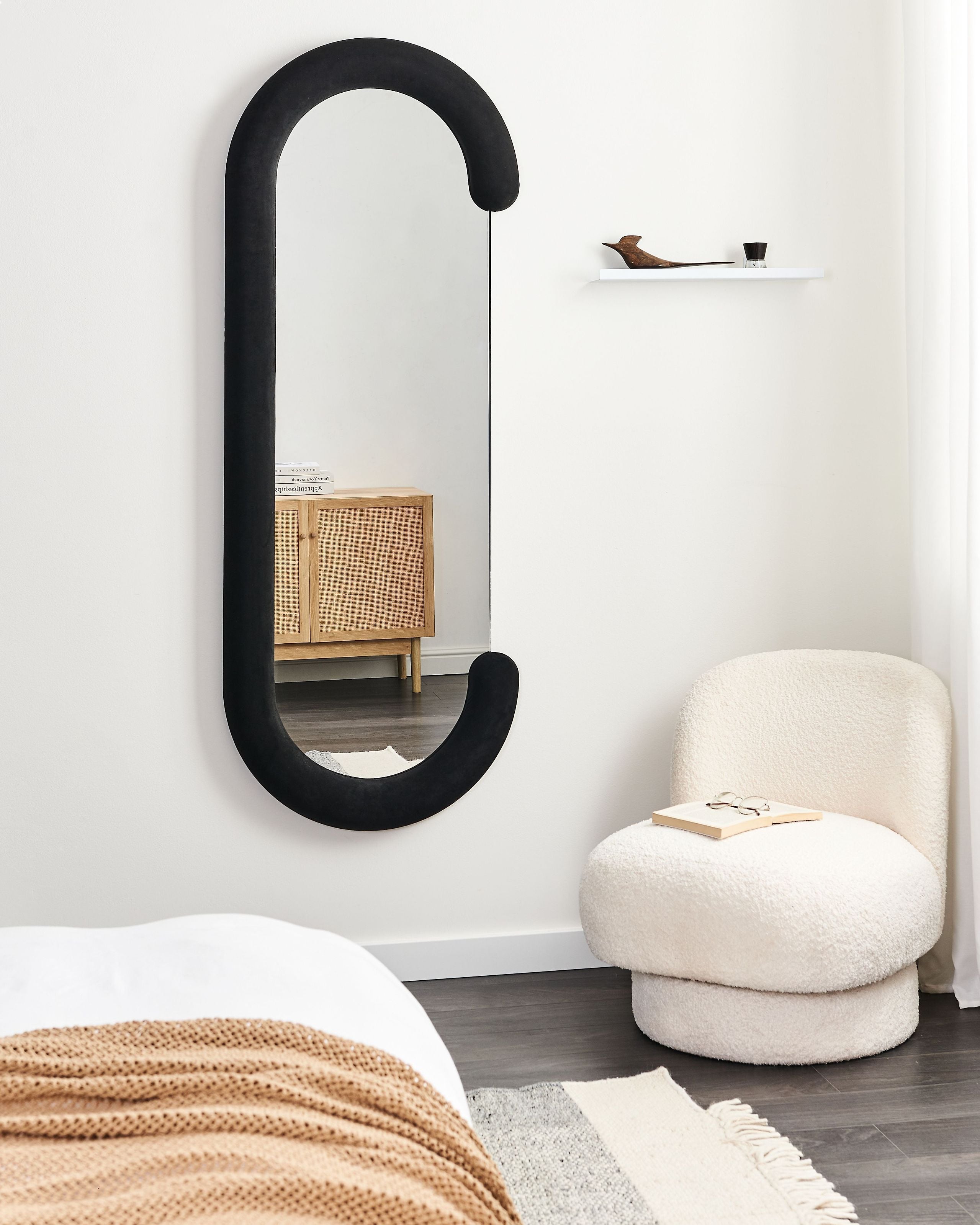 Miroir LOCHES 54 cm x 158 cm Velours Noir | Leroy Merlin