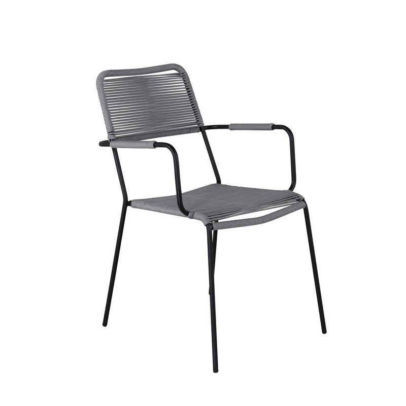 Lindos Krzesło ogrodowe z podłokietnikami czarny szary.