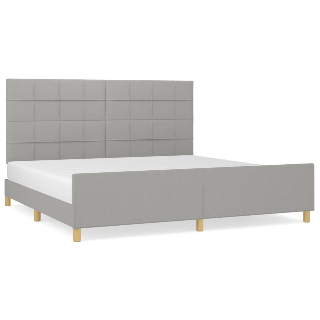 Cadre de lit sans matelas gris clair 200x200 cm tissu - 2
