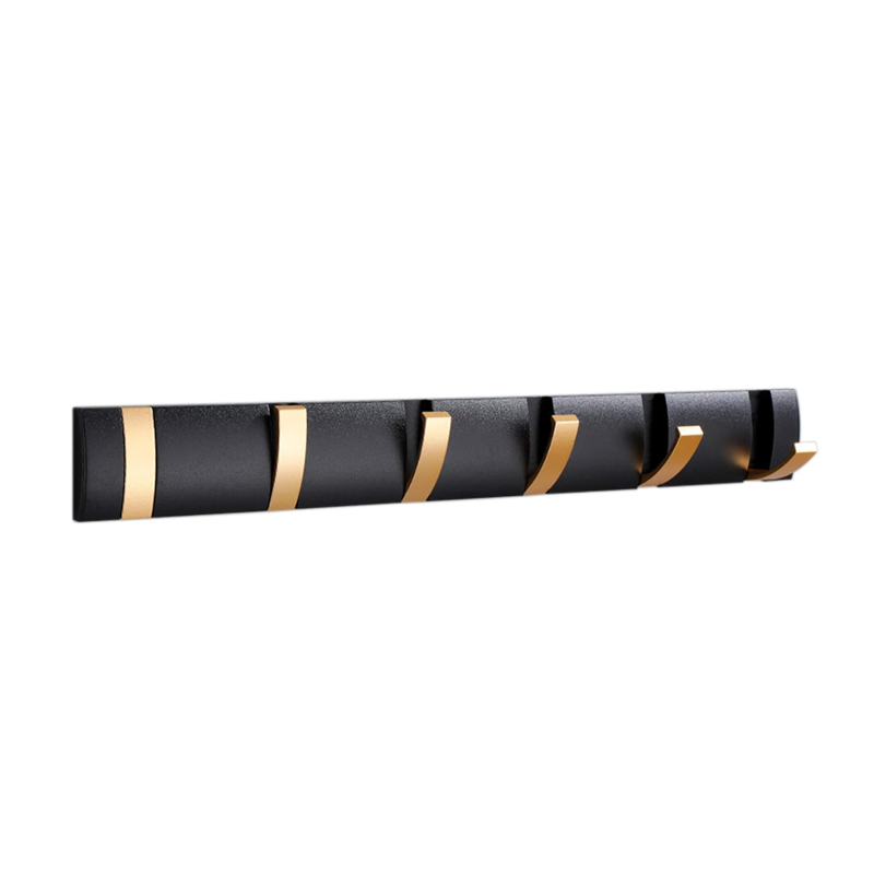 Appendiabiti Da Muro Moderno 6 Ganci, Nero, In Lega Di Alluminio, Minimal, Portata 10 Kg
