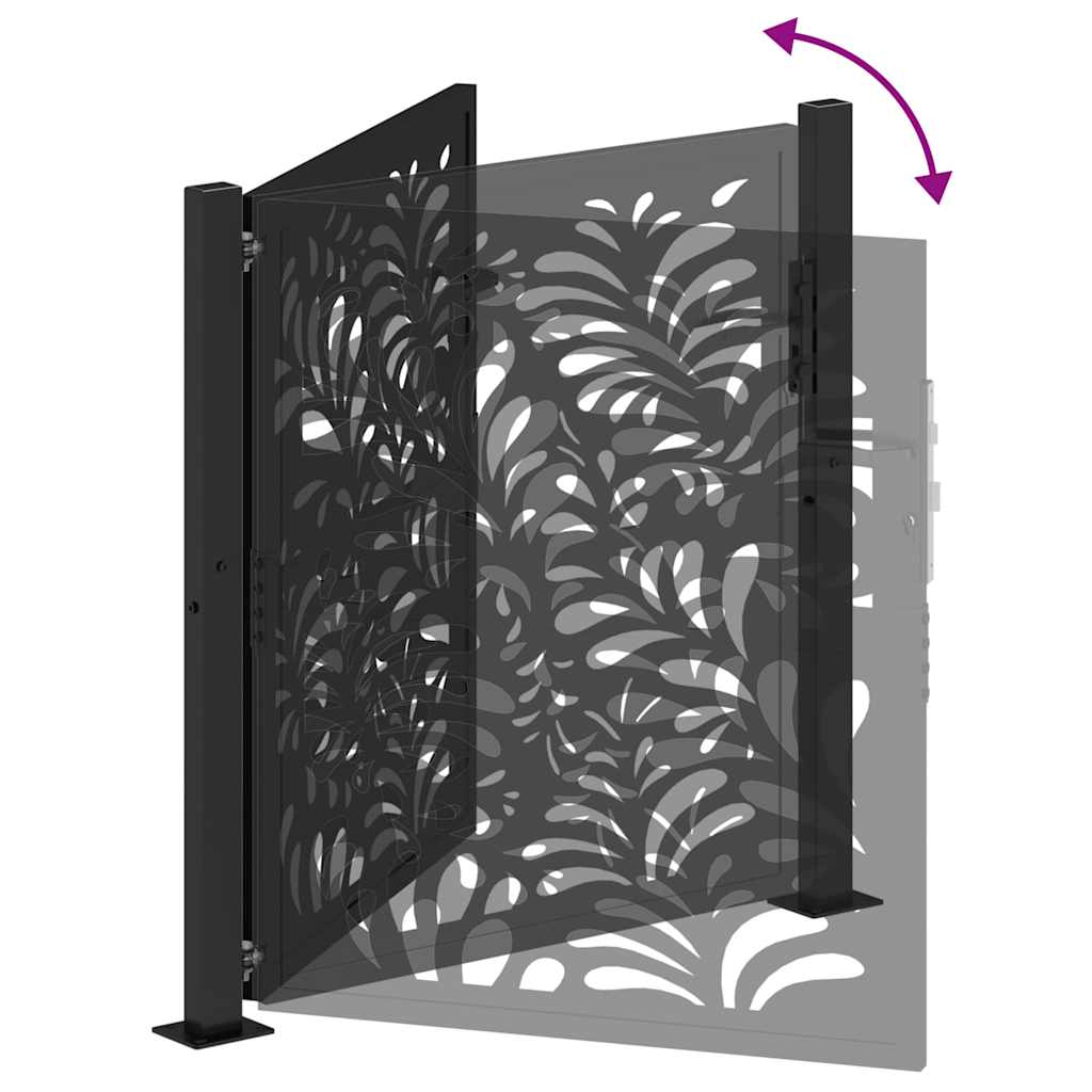 Portail de jardin noir 100x100 cm acier conception de vagues vidaXL - 7