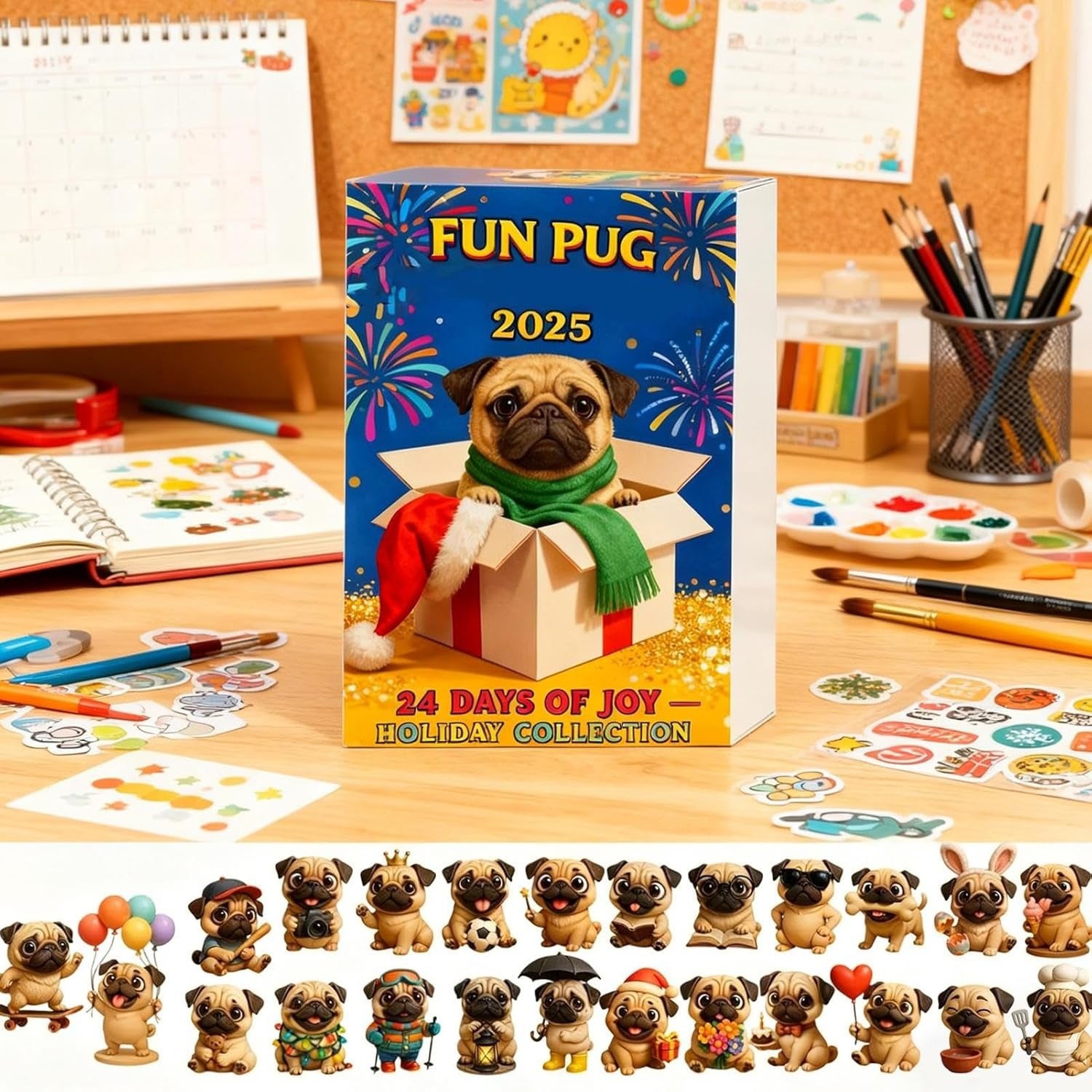 Calendario dell'Avvento di Natale - Ciondolo a forma di cane in acrilico 2D, decorazione dell'Avvento di 24 giorni, ornamento natalizio - 2