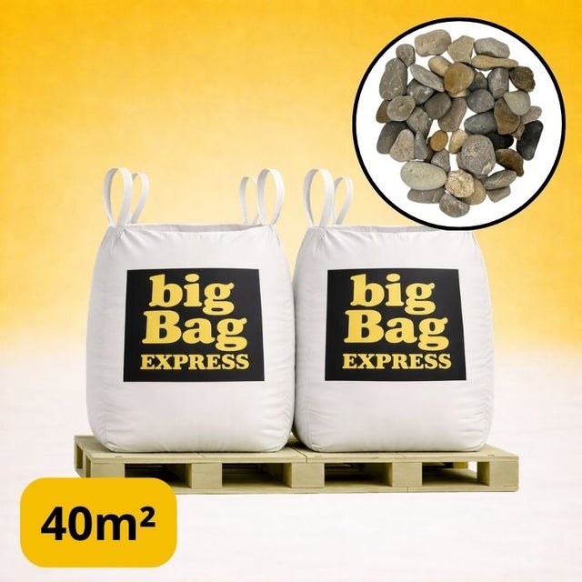 PACK 2 X BIG BAG de +/- 1,5T ≃ 40M² Galet Roulé Lavé Gris Silico-Calcaire Ø 10/20 mm - Livraison PREMIUM