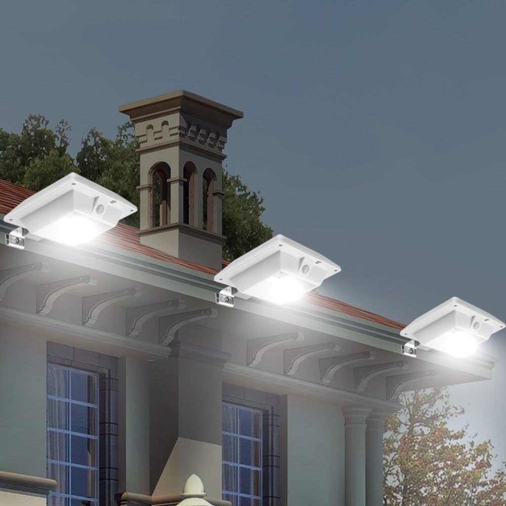 Pacote com 2 luzes solares para calhas externas, 6 luzes LED à prova d'água, sem fio, duráveis, alimentadas por energia solar para jardim, pátio, ent - 5