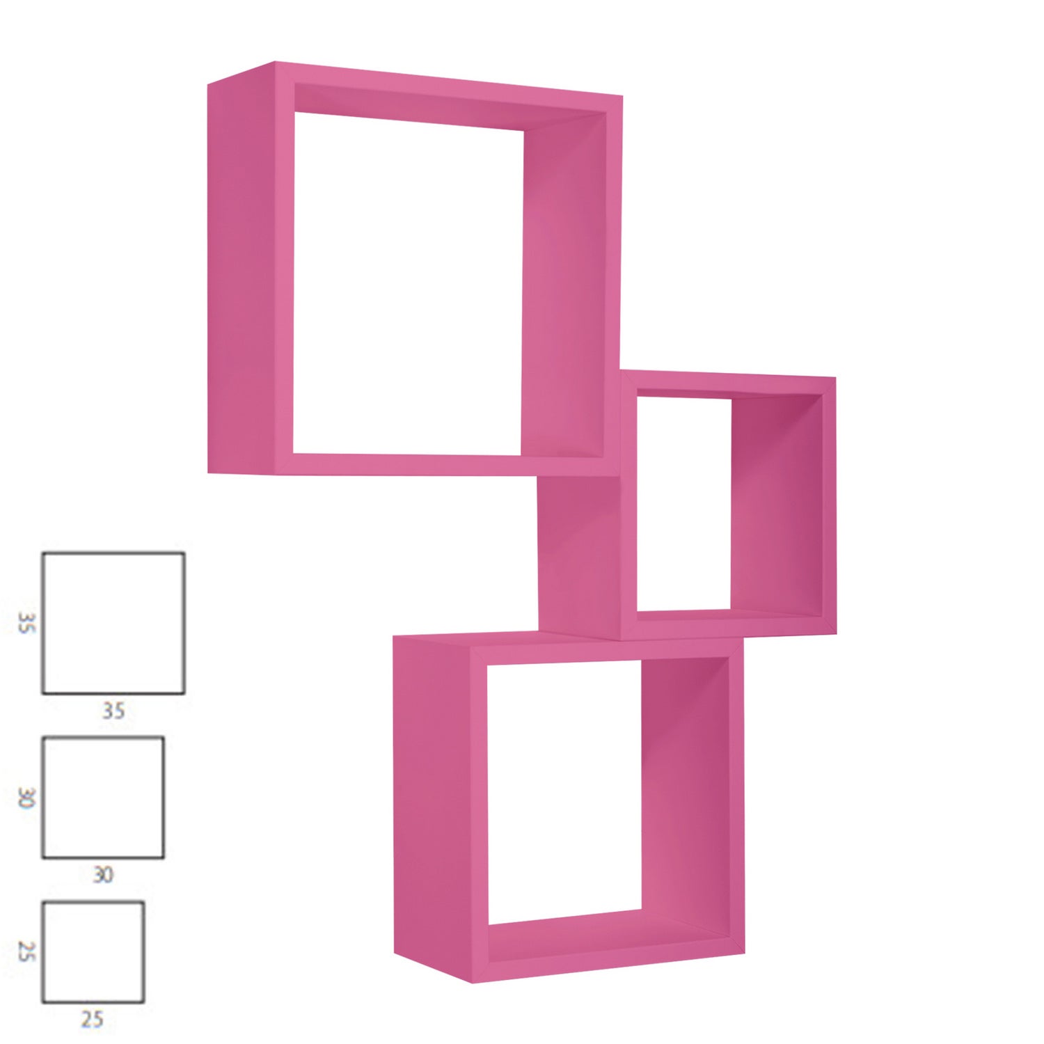Étagères cubiques murales Lot de 3 cubes modulaires Fuchsia mod. InCubo - 7