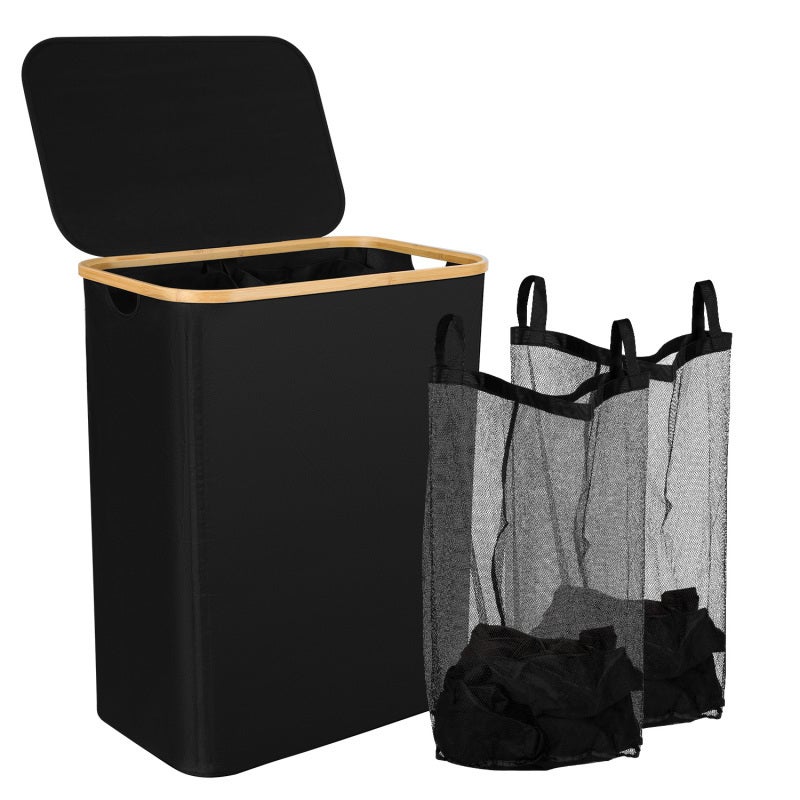 Panier à linge Noir ,57 x 37 x 69 cm, Avec Couvercle Et Poignées | Leroy Merlin