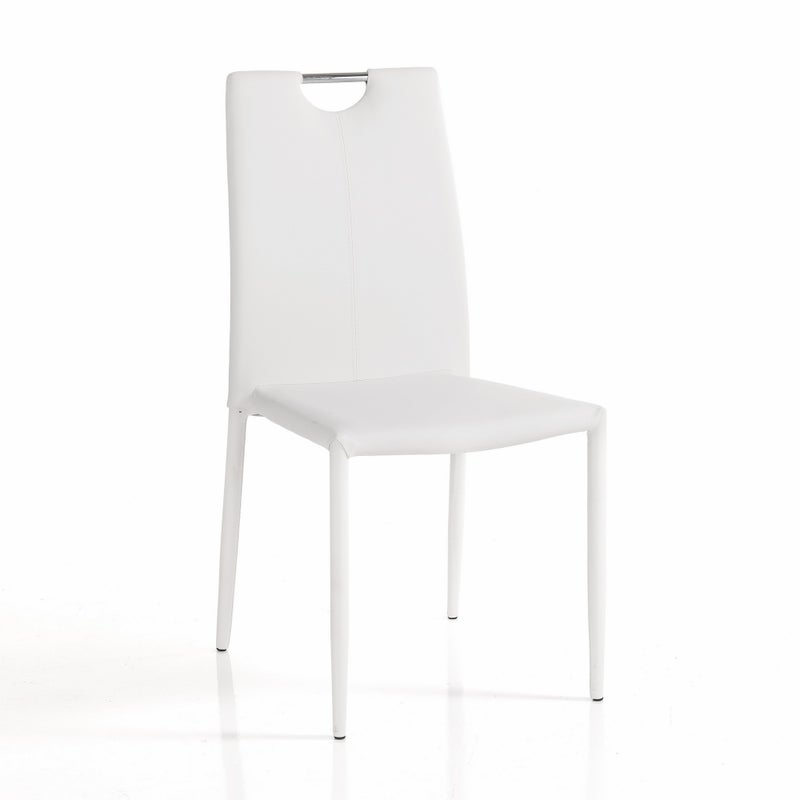 Zestaw 4 krzeseł SARA WHITE – biała skóra syntetyczna, stalowa rama, nowoczesny design