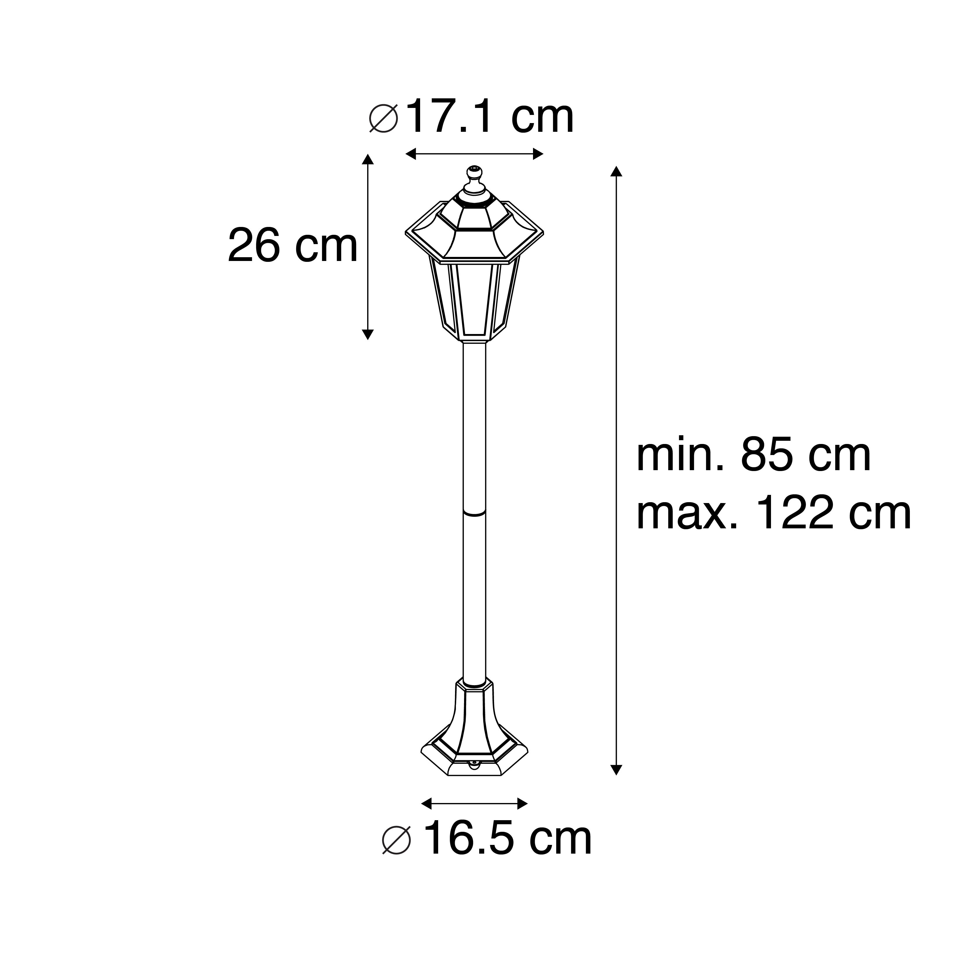 Qazqa classic-antique lanterne extérieure pour jardin - New Haven - noir, max. 15w, e27, 122cm, IP44 - 3