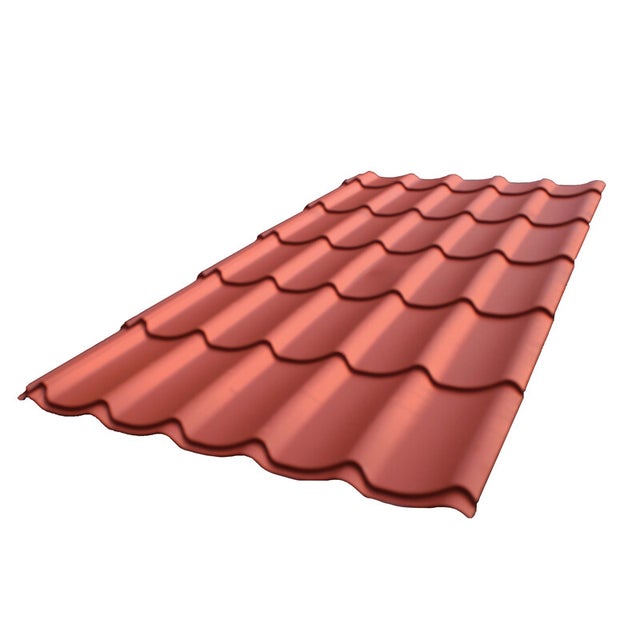Chapa de Aço Galvanizado Lacado Mate Efeito Telha 1,95x1,04m - Castanho Avermelhado Mate